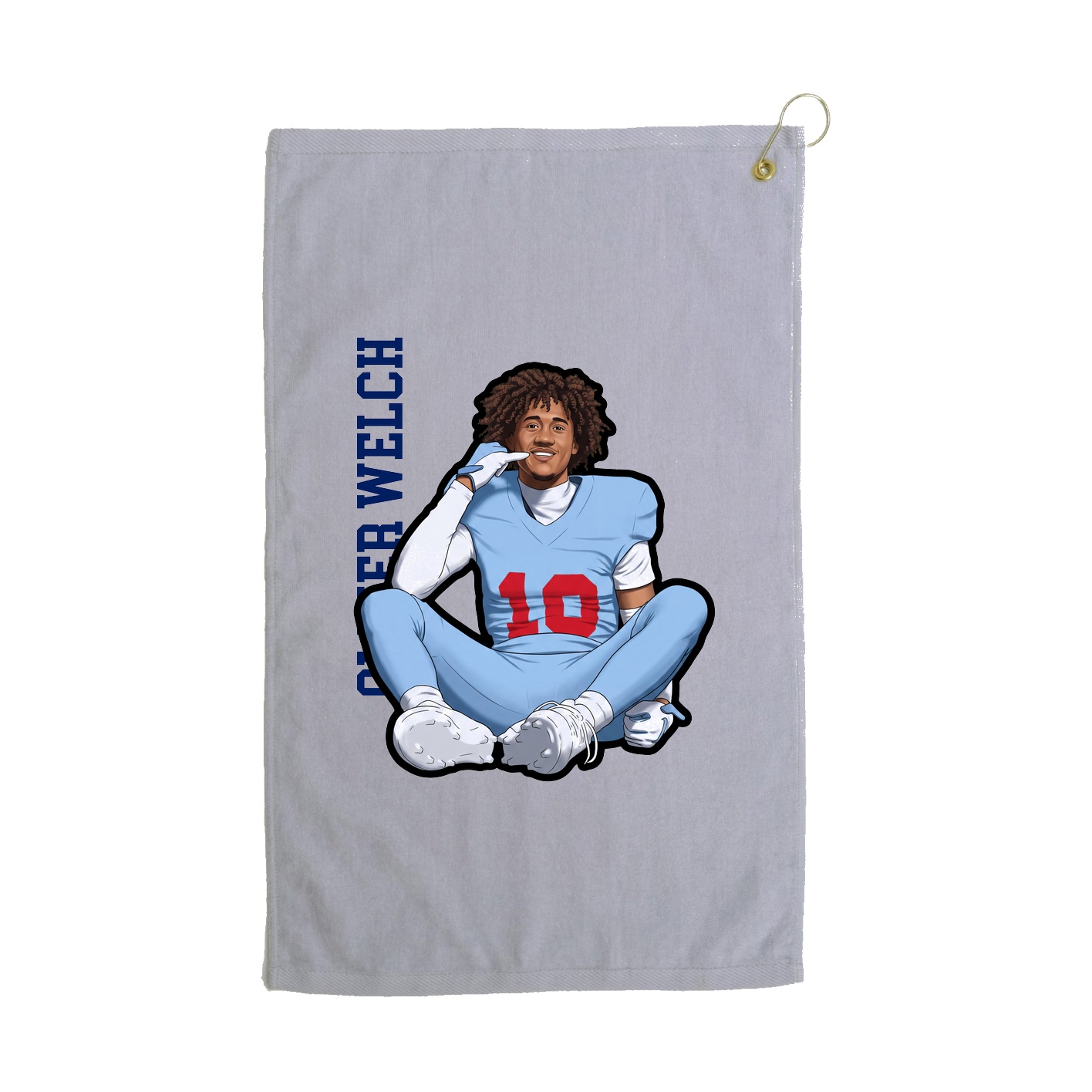 Golf Towel — Name Vertical in Grey