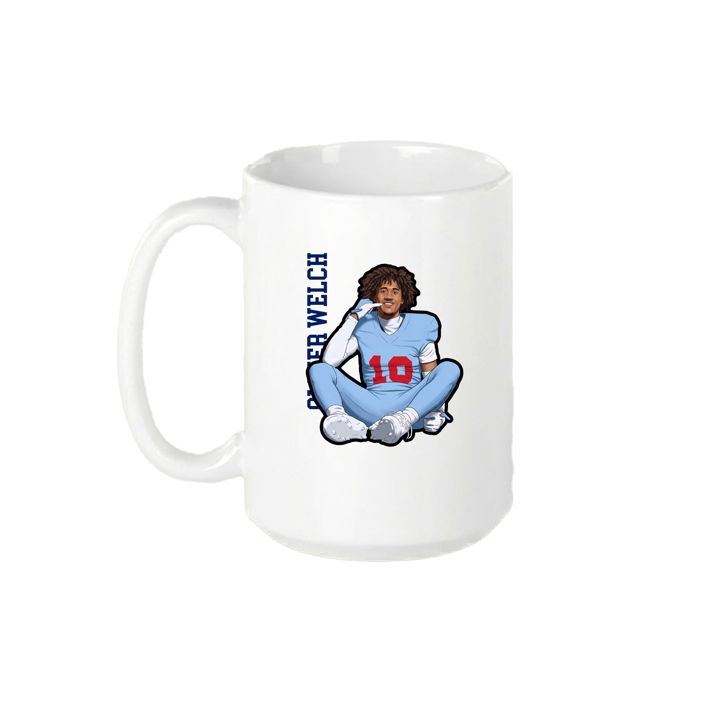 15oz Coffee Mug — Name Vertical in White