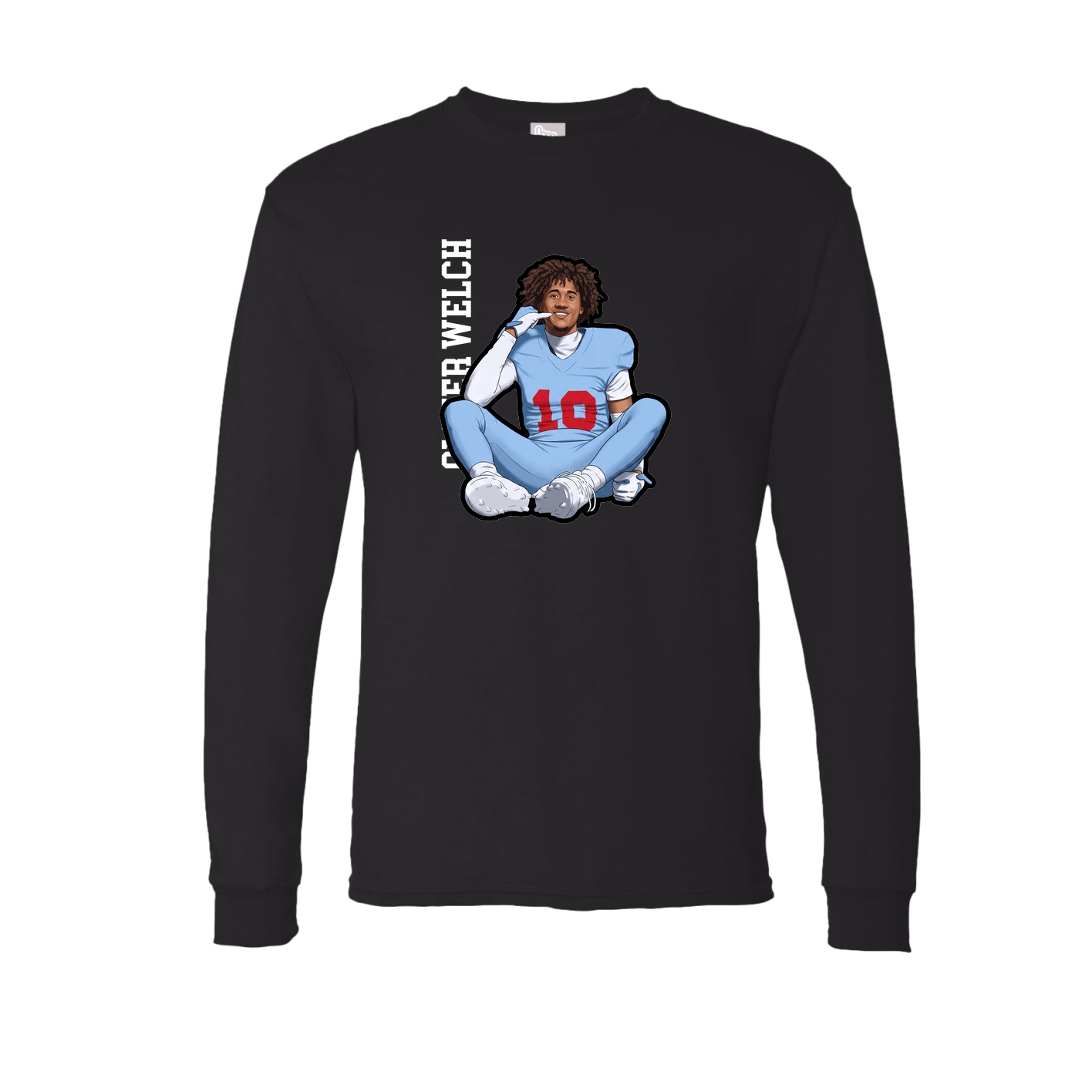 Long Sleeve Tee — Name Vertical in Black
