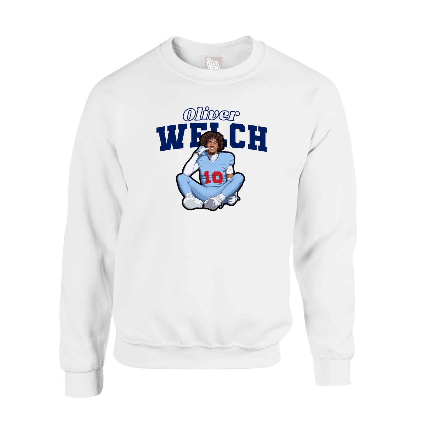 Fleece Crew — Name Arch in White