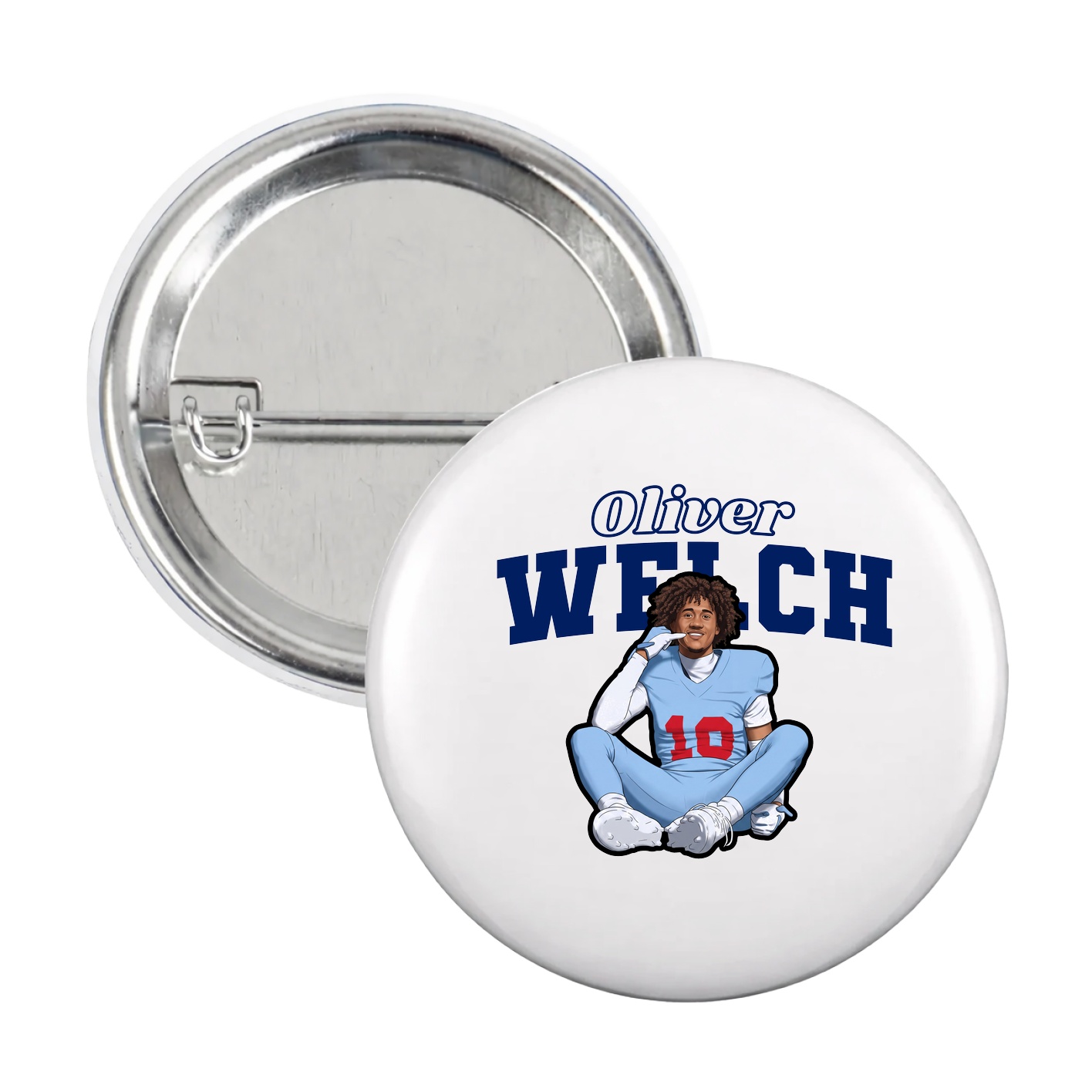 Game Day Button — Name Arch in White