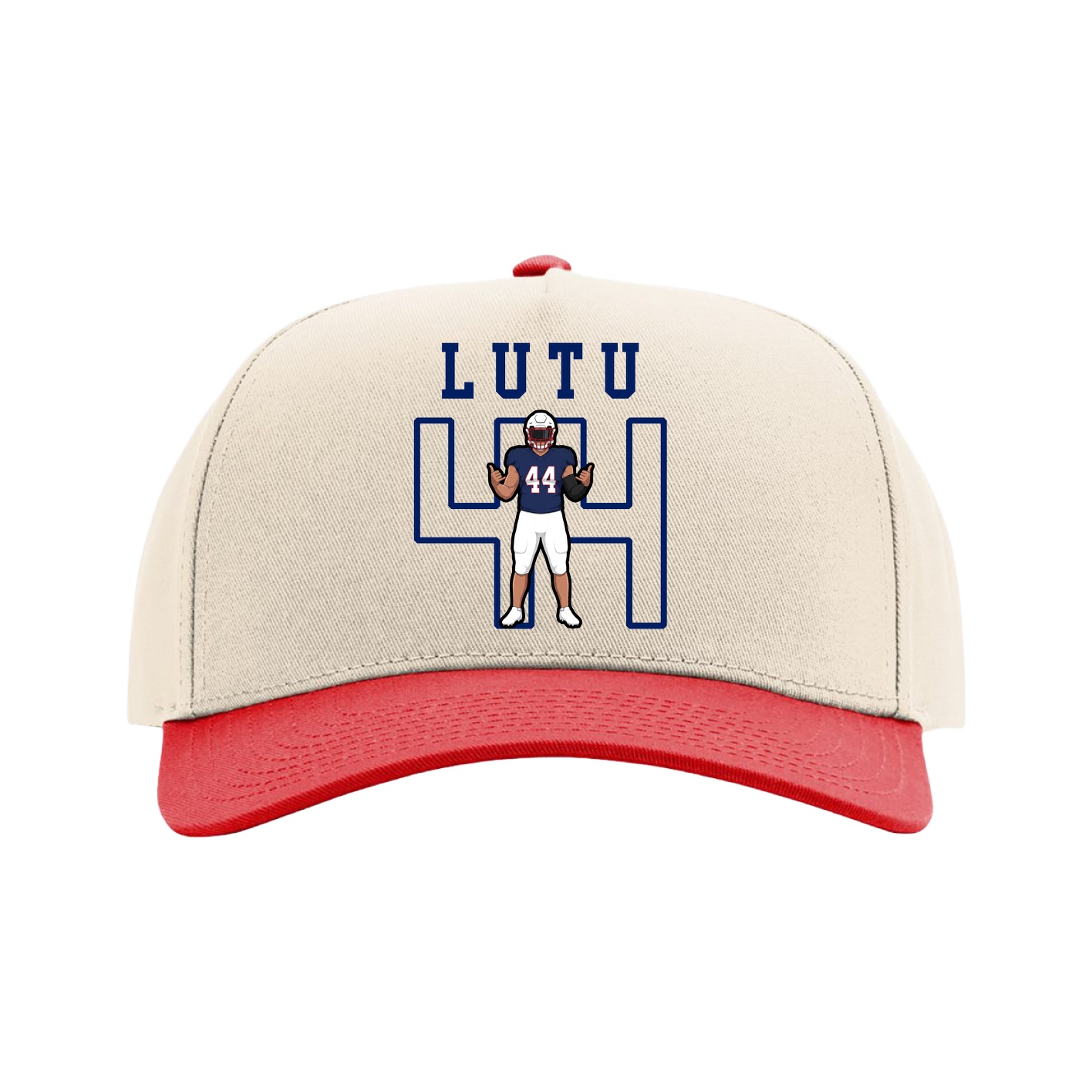 Full Fabric Five-Panel Champ Cap — Shirsey in Cream/Red