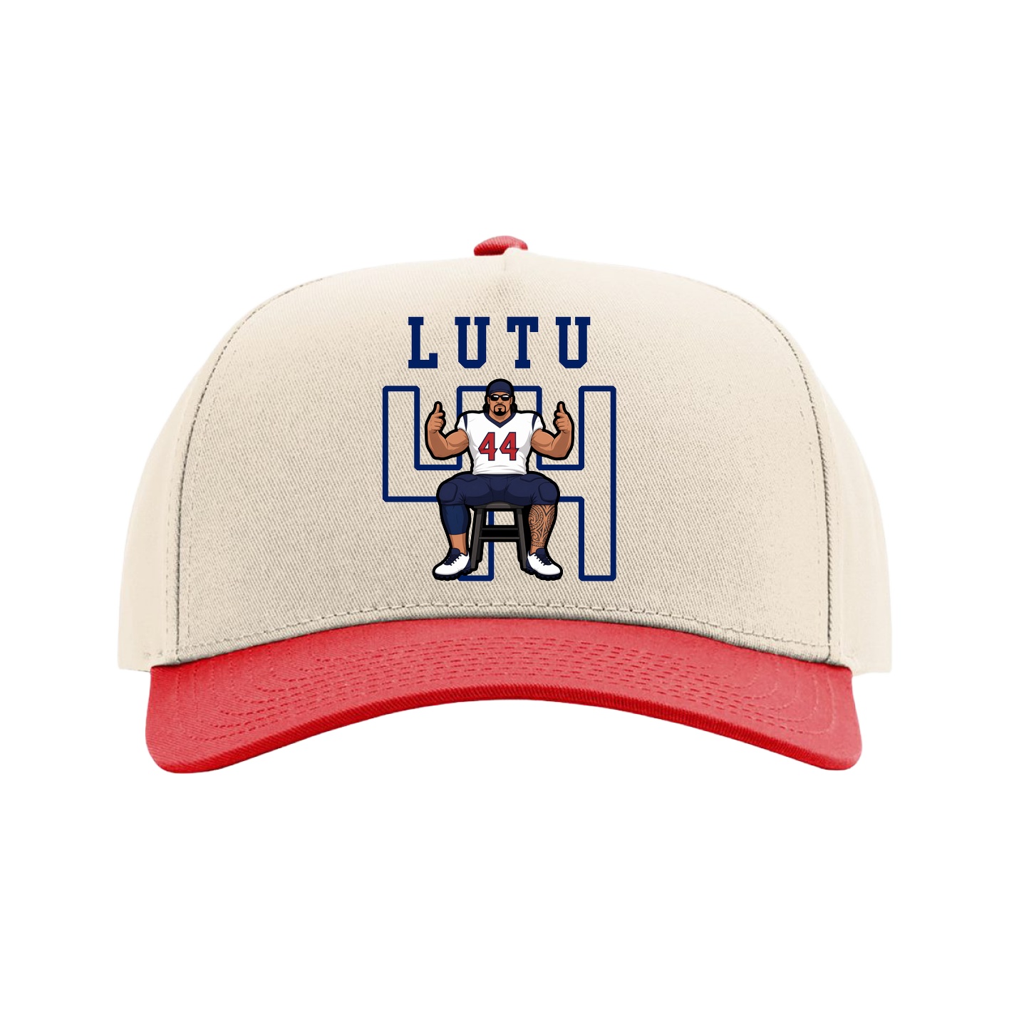 Full Fabric Five-Panel Champ Cap — Shirsey in Cream/Red