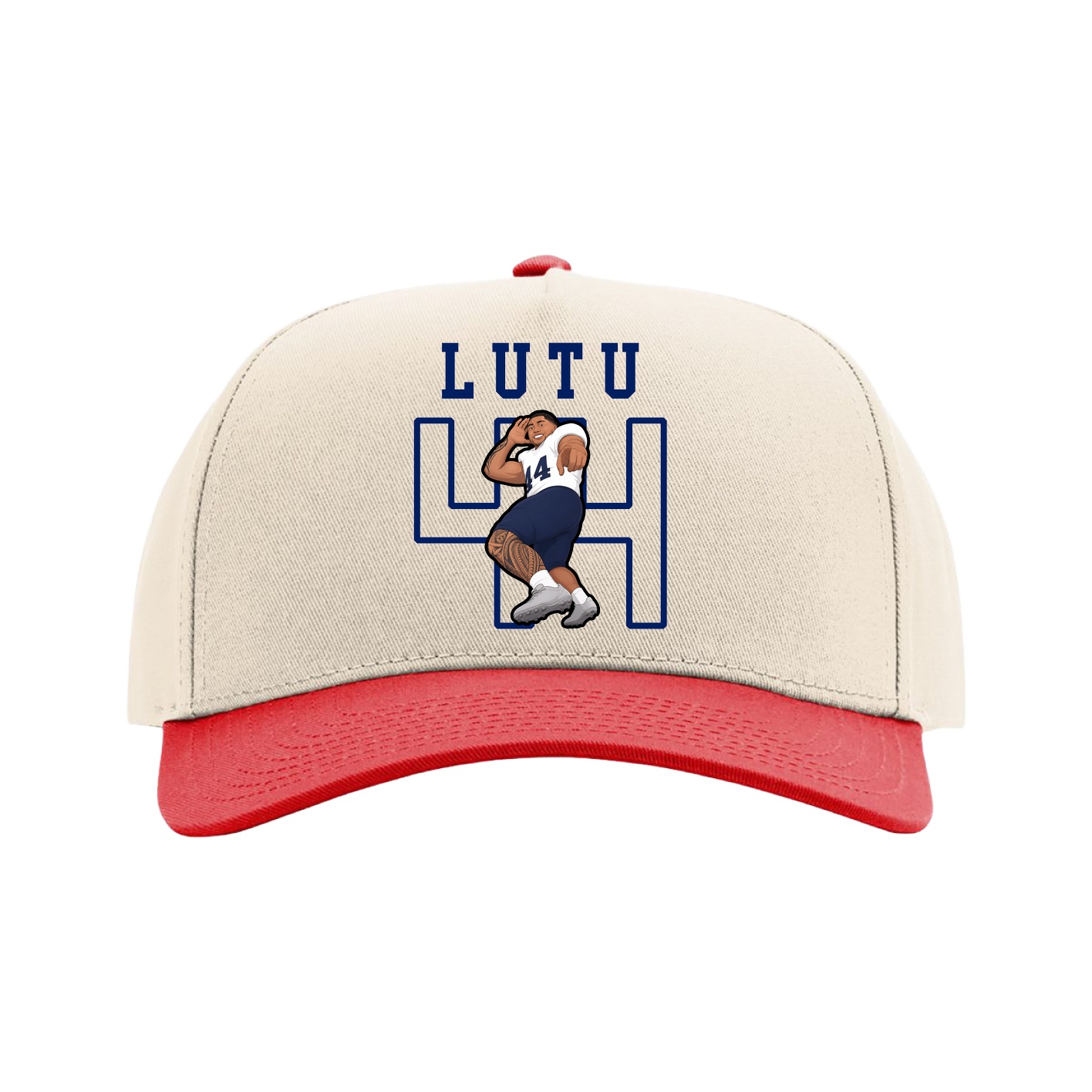 Full Fabric Five-Panel Champ Cap — Shirsey in Cream/Red