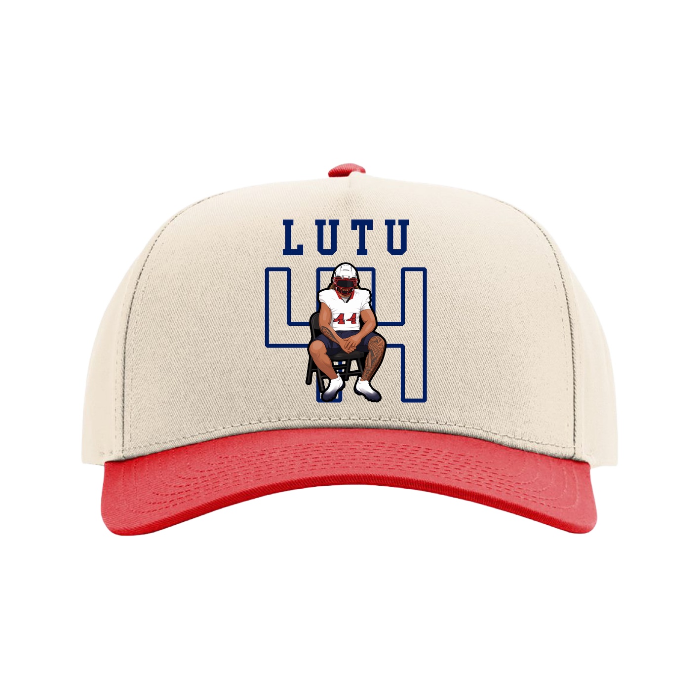 Full Fabric Five-Panel Champ Cap — Shirsey in Cream/Red