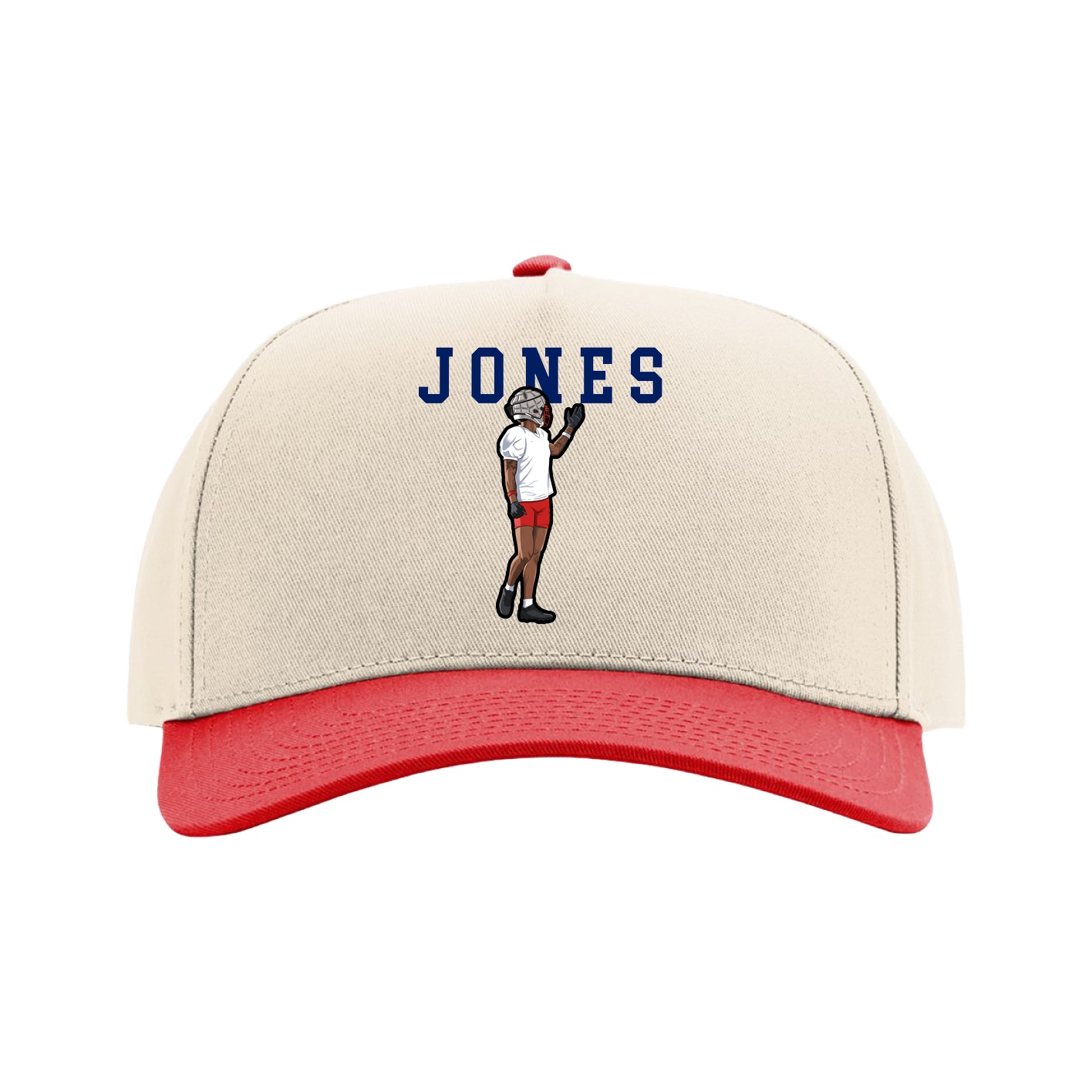 Full Fabric Five-Panel Champ Cap — Shirsey in Cream/Red