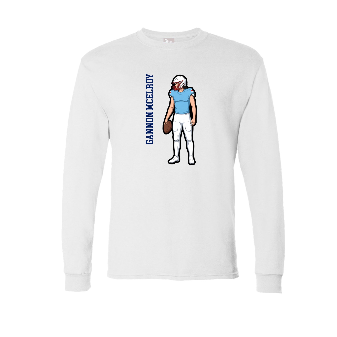 Long Sleeve Tee — Name Vertical in White