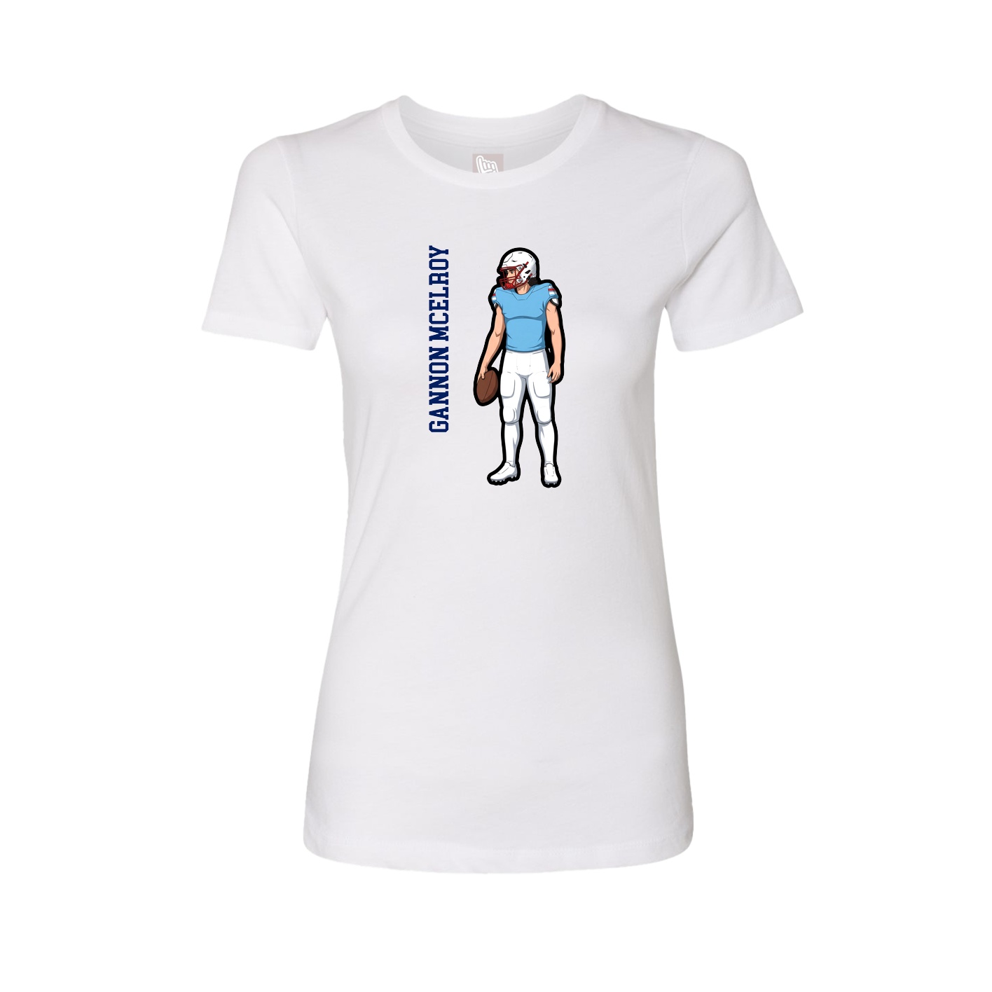 Fitted Women's Tee — Name Vertical in White