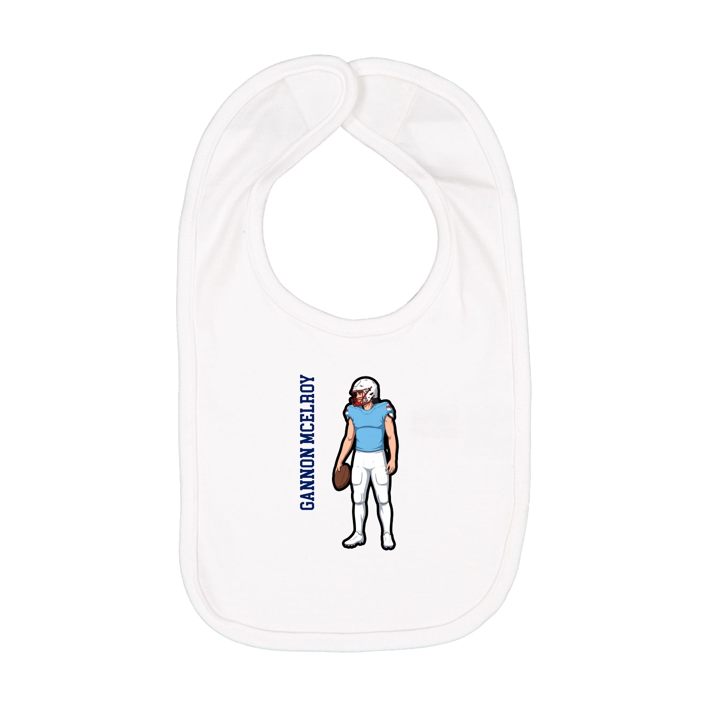 Infant Bib — Name Vertical in White