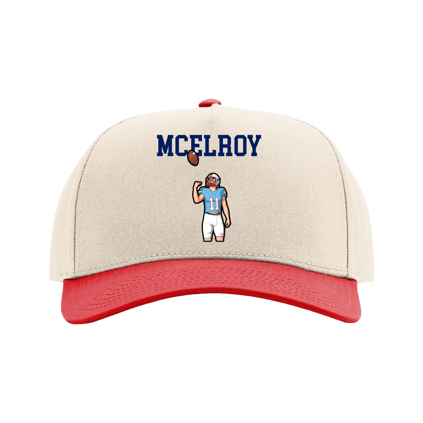 Full Fabric Five-Panel Champ Cap — Shirsey in Cream/Red