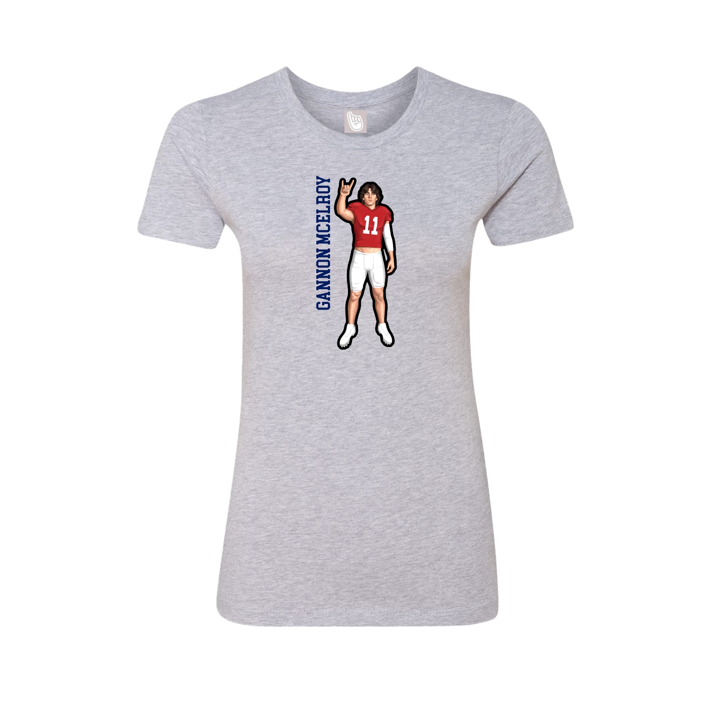 Fitted Women's Tee — Name Vertical in Grey