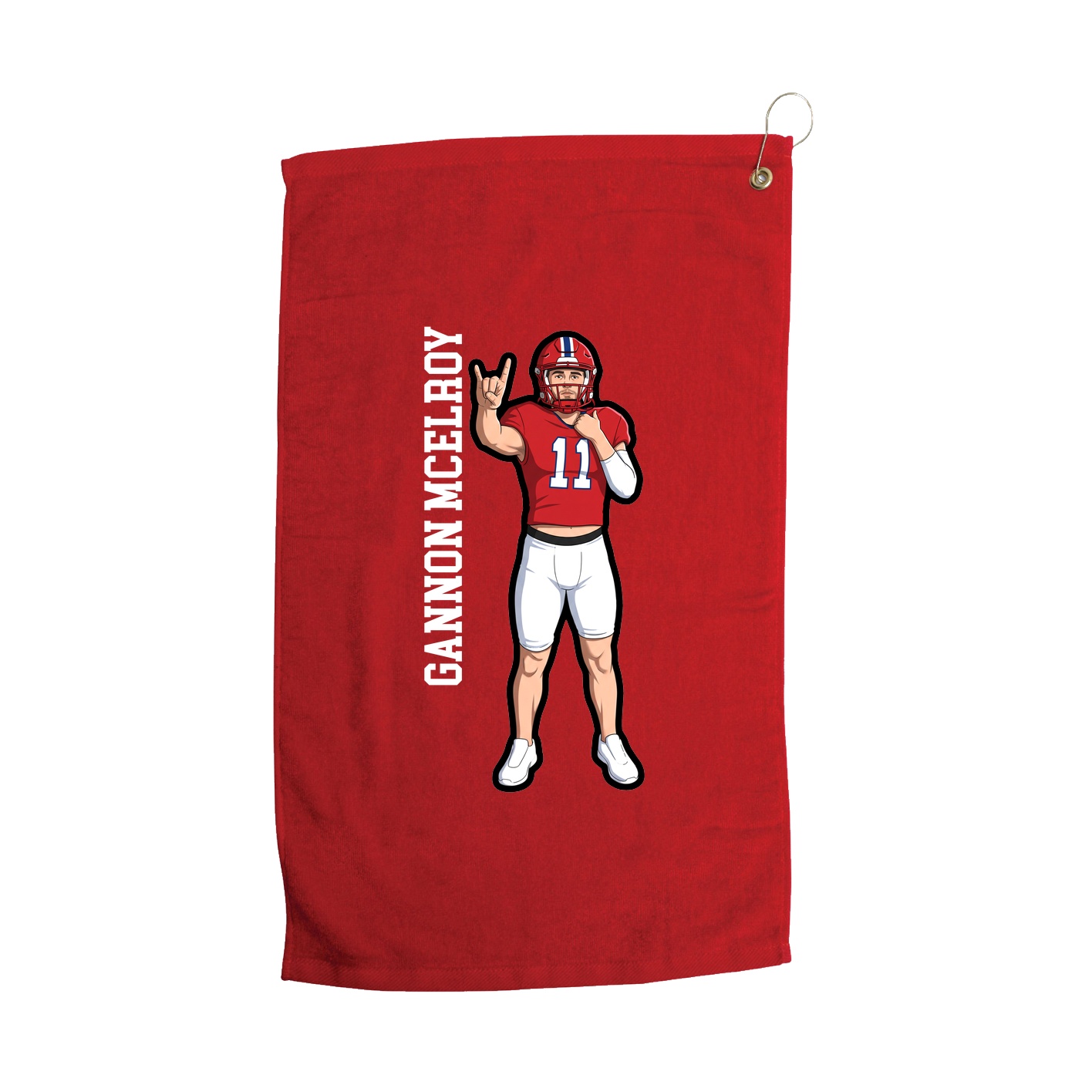 Golf Towel — Name Vertical in Red