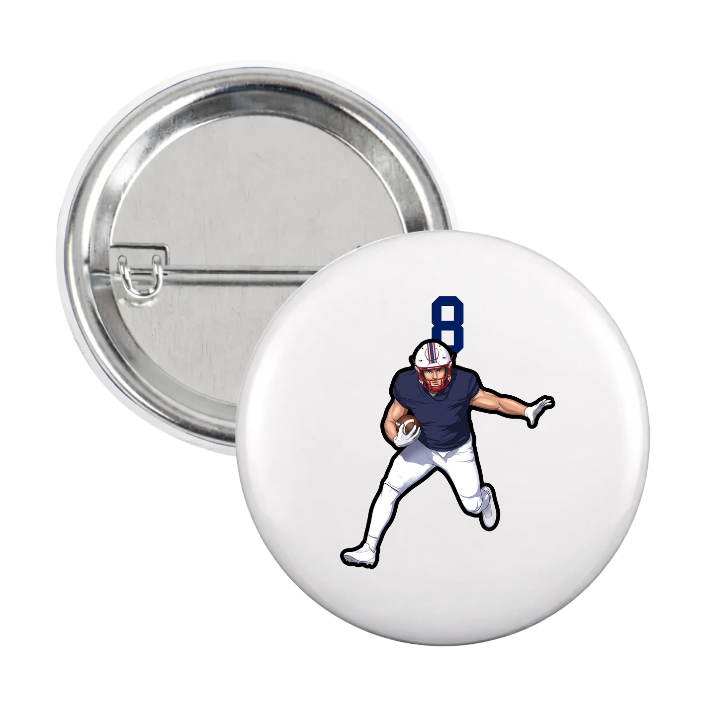 Game Day Button — Number Top in White