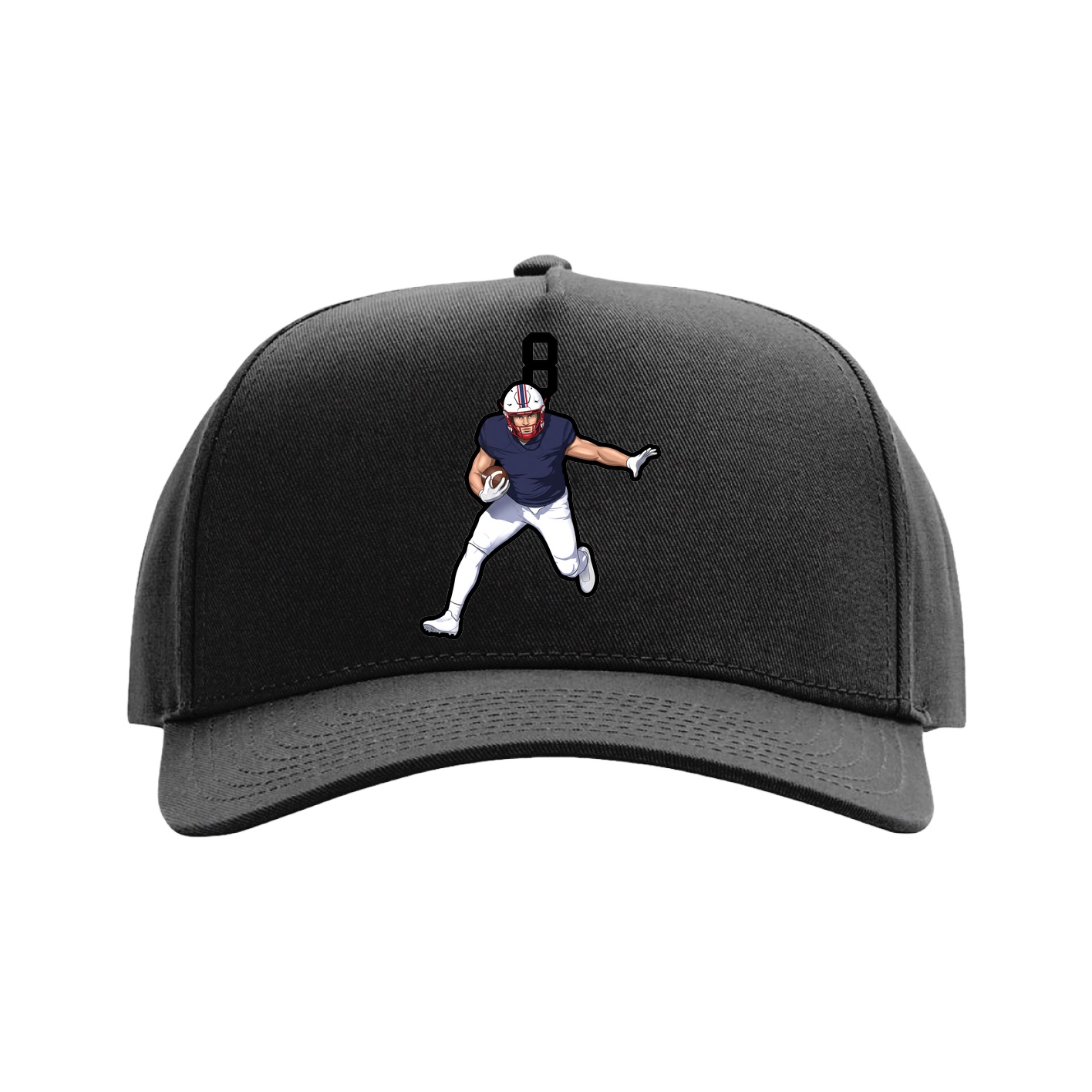 Full Fabric Five-Panel Champ Cap — Number Top in Black
