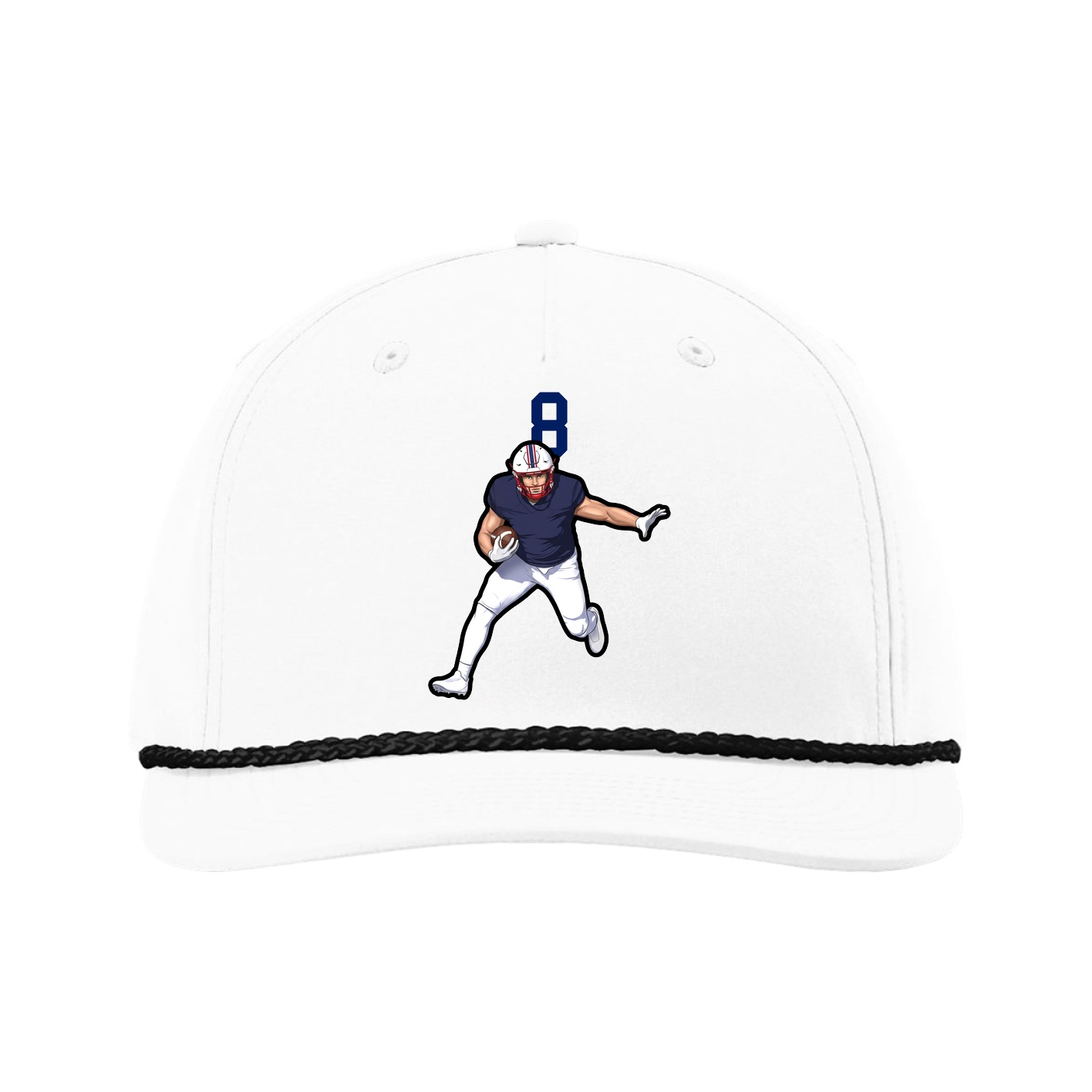 Five-Panel Classic Rope Cap — Number Top in White