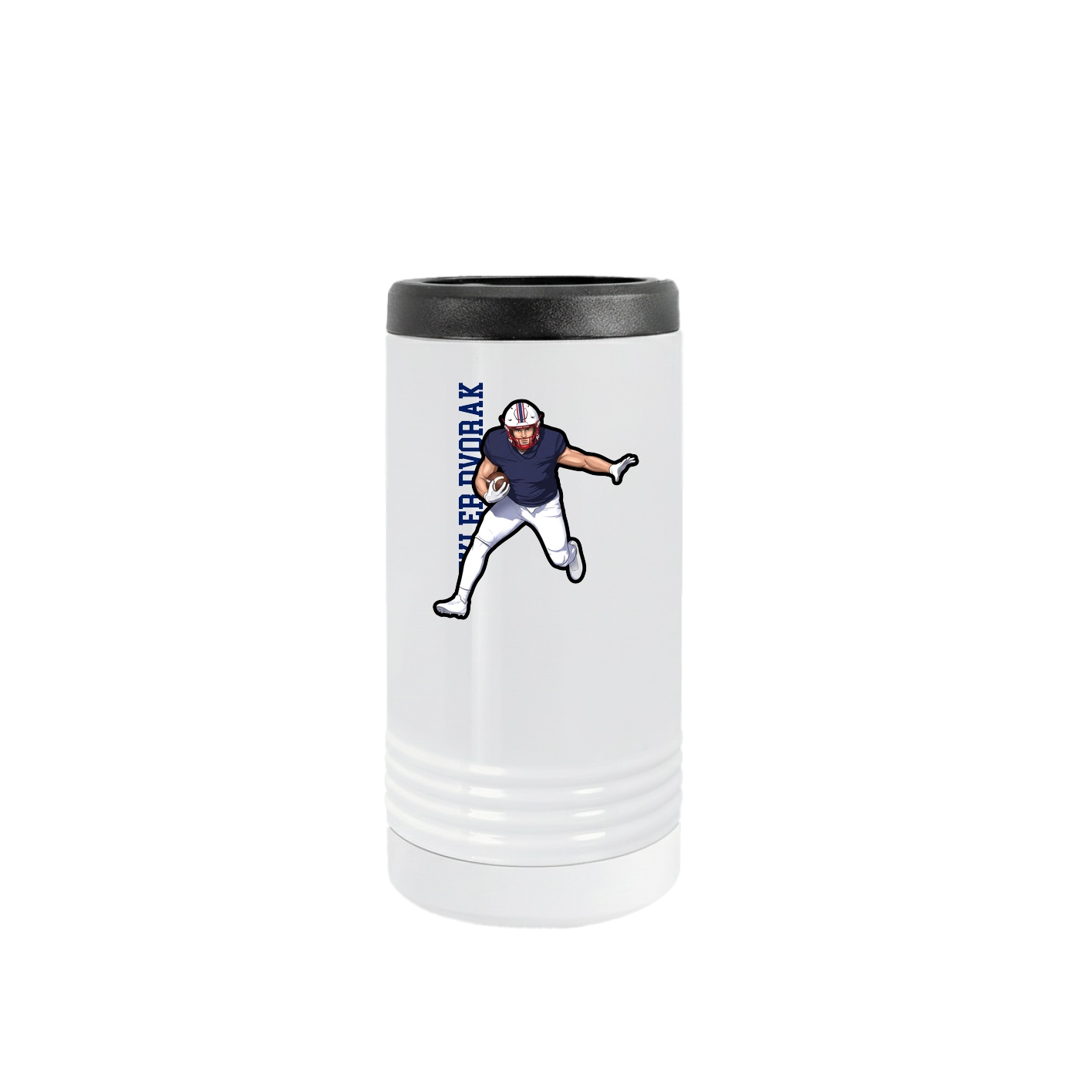 Slim Beverage Holder — Name Vertical in White