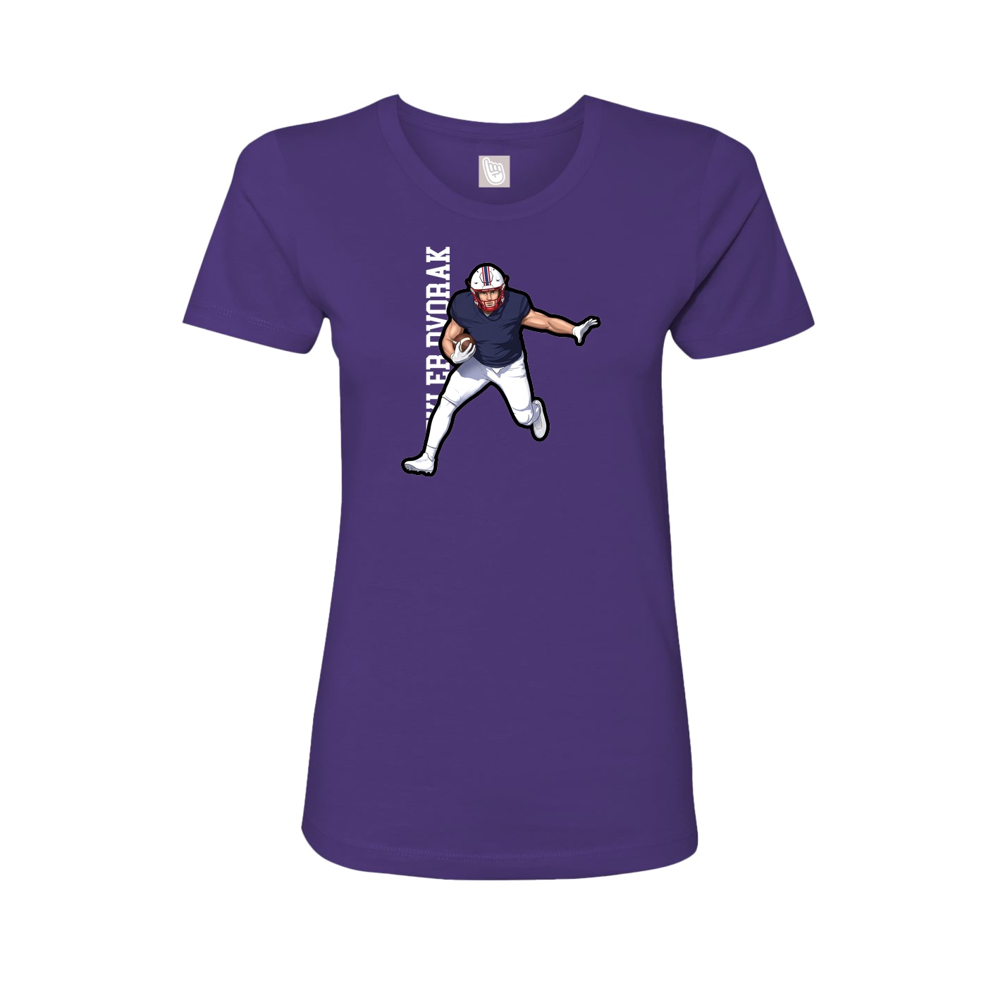 Fitted Women's Tee — Name Vertical in Purple