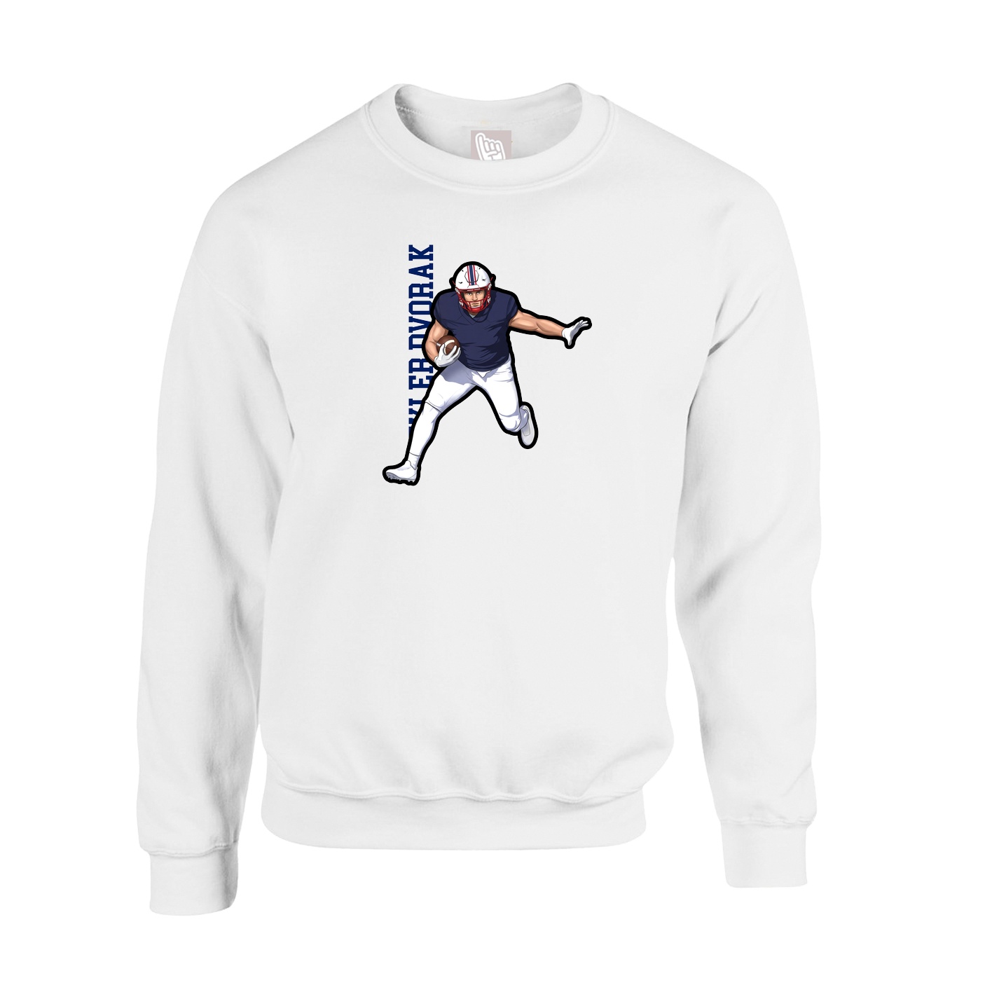 Fleece Crew — Name Vertical in White