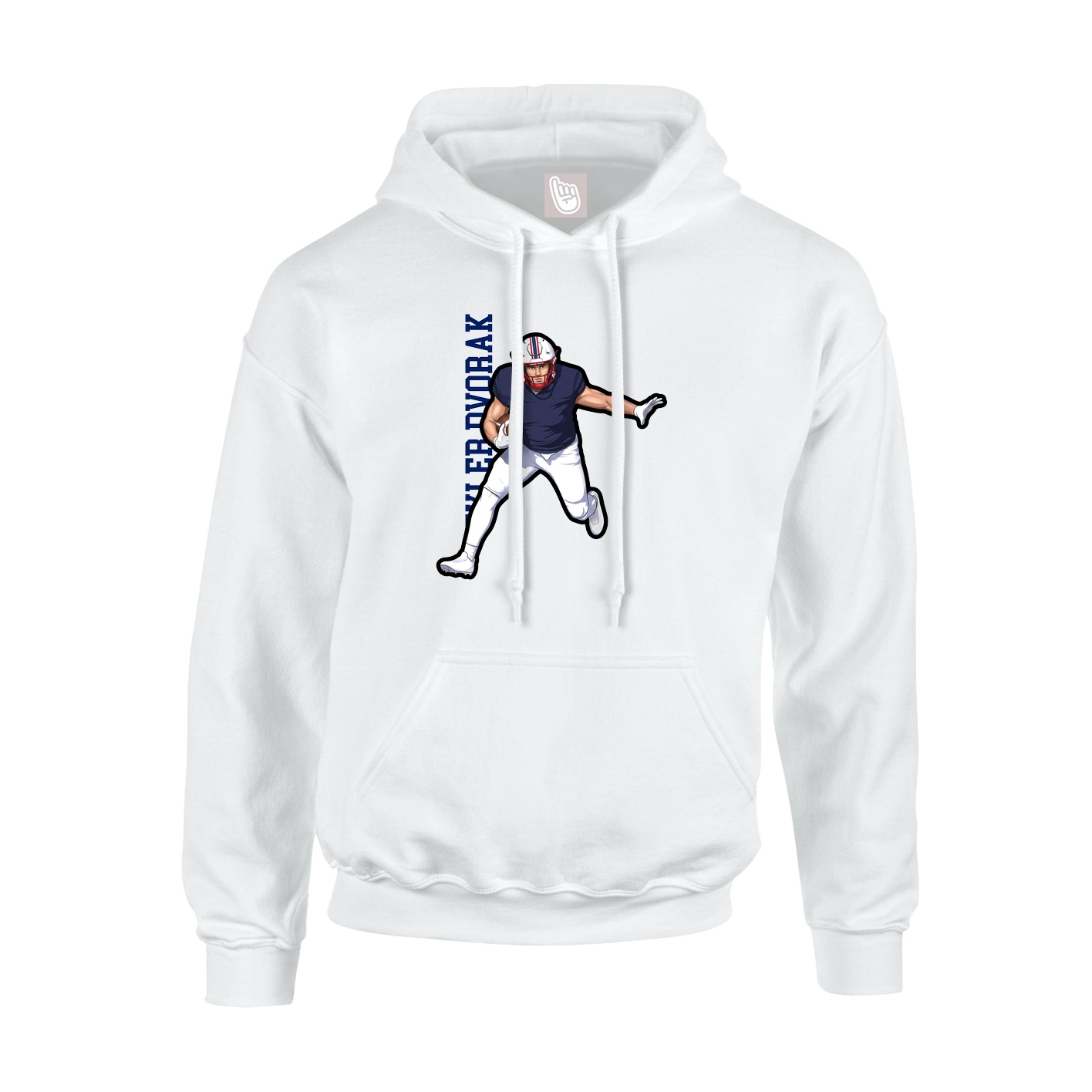 Youth Hoodie — Name Vertical in White