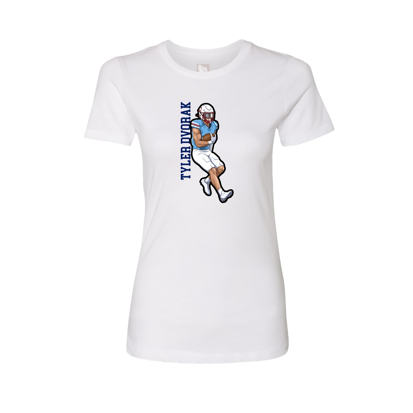 Fitted Women's Tee — Name Vertical in White