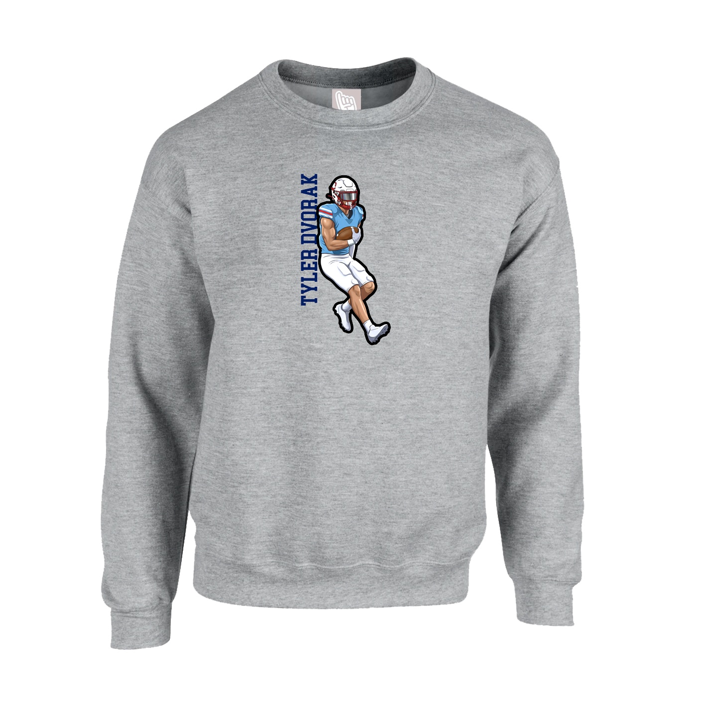 Fleece Crew — Name Vertical in Grey