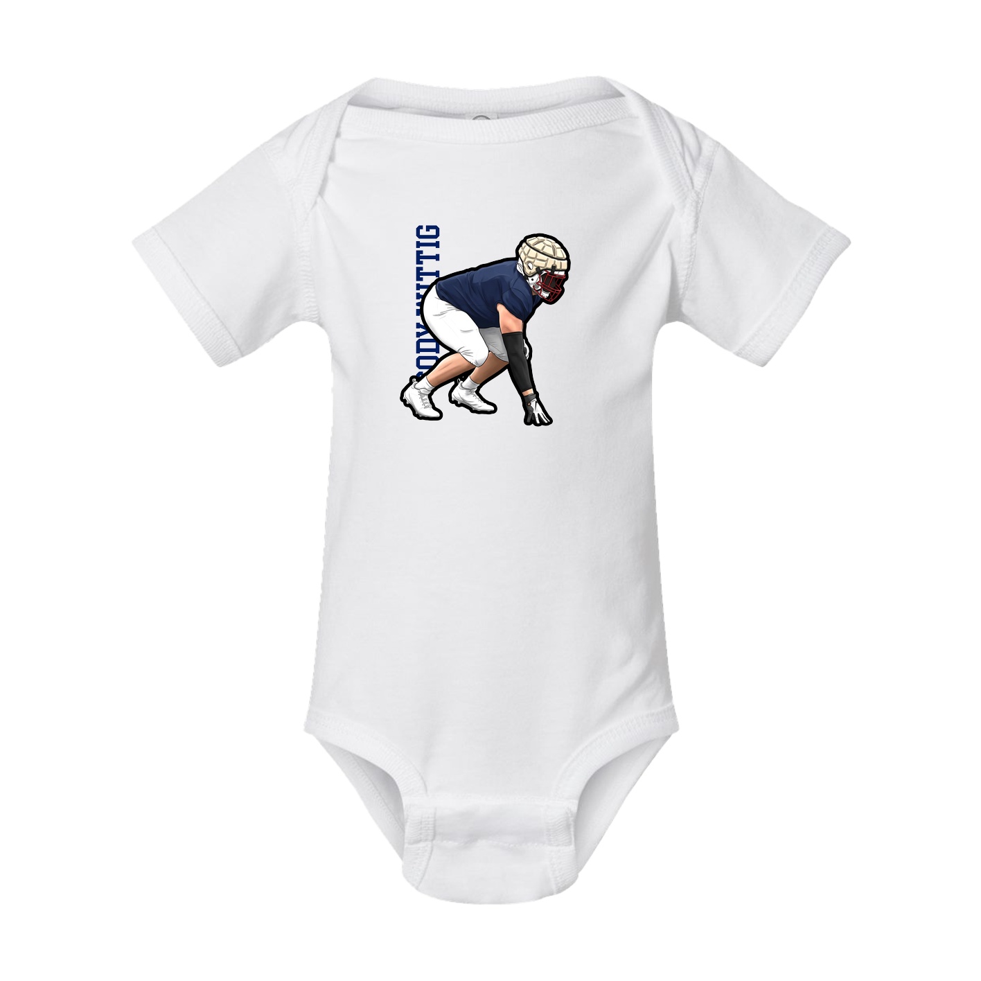 Baby Onesie — Name Vertical in White