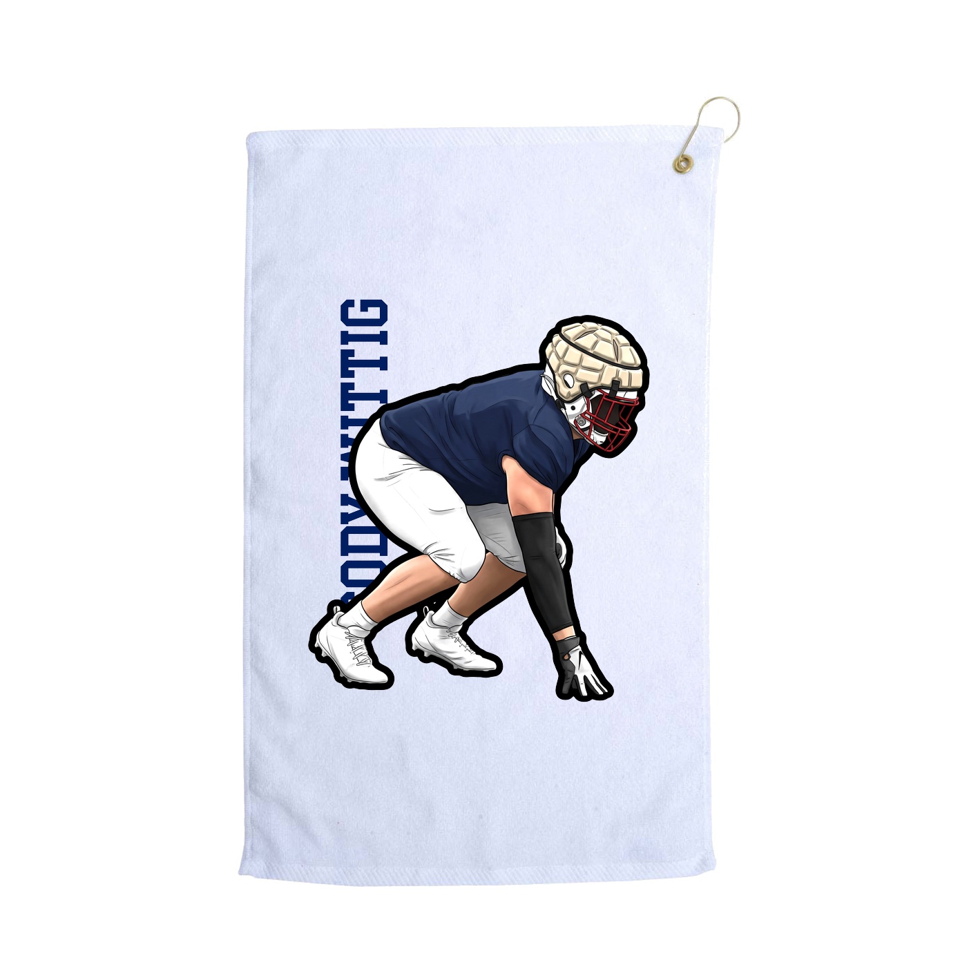 Golf Towel — Name Vertical in White