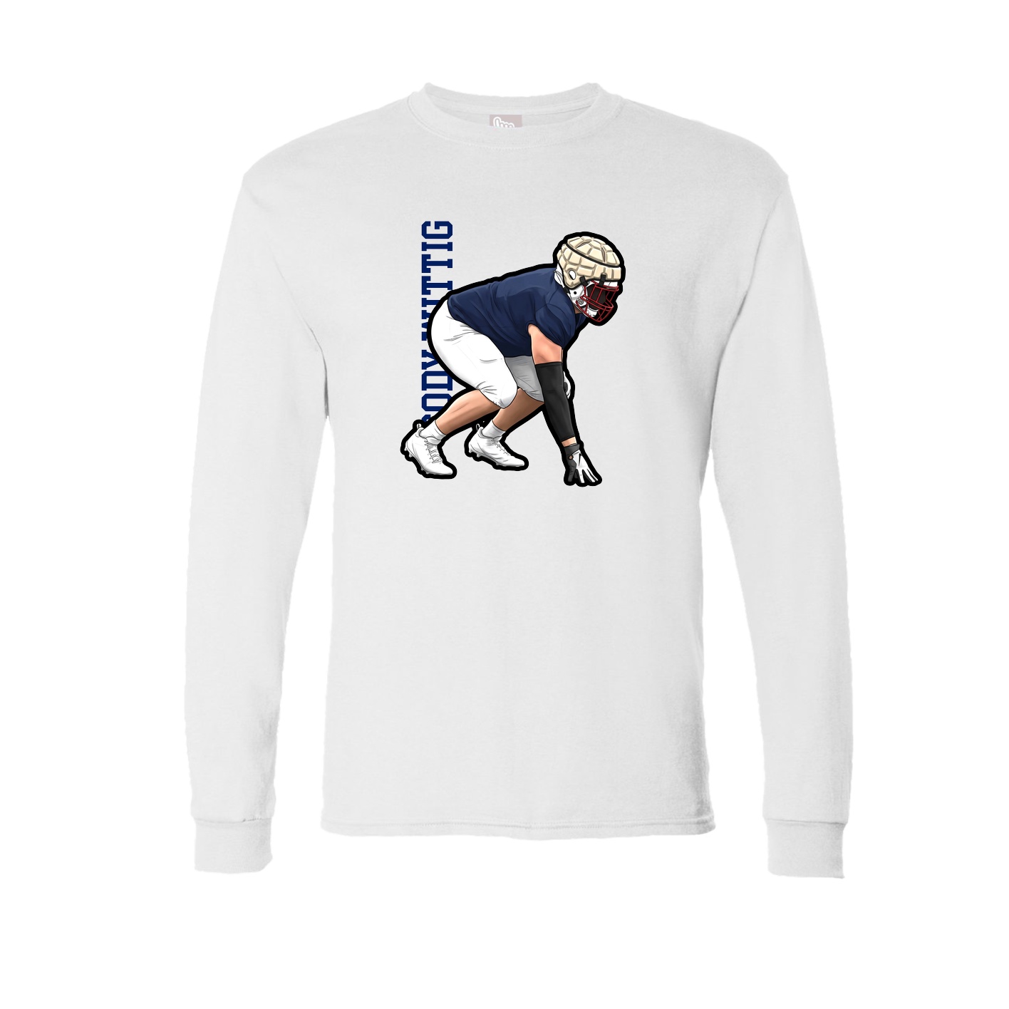 Long Sleeve Tee — Name Vertical in White
