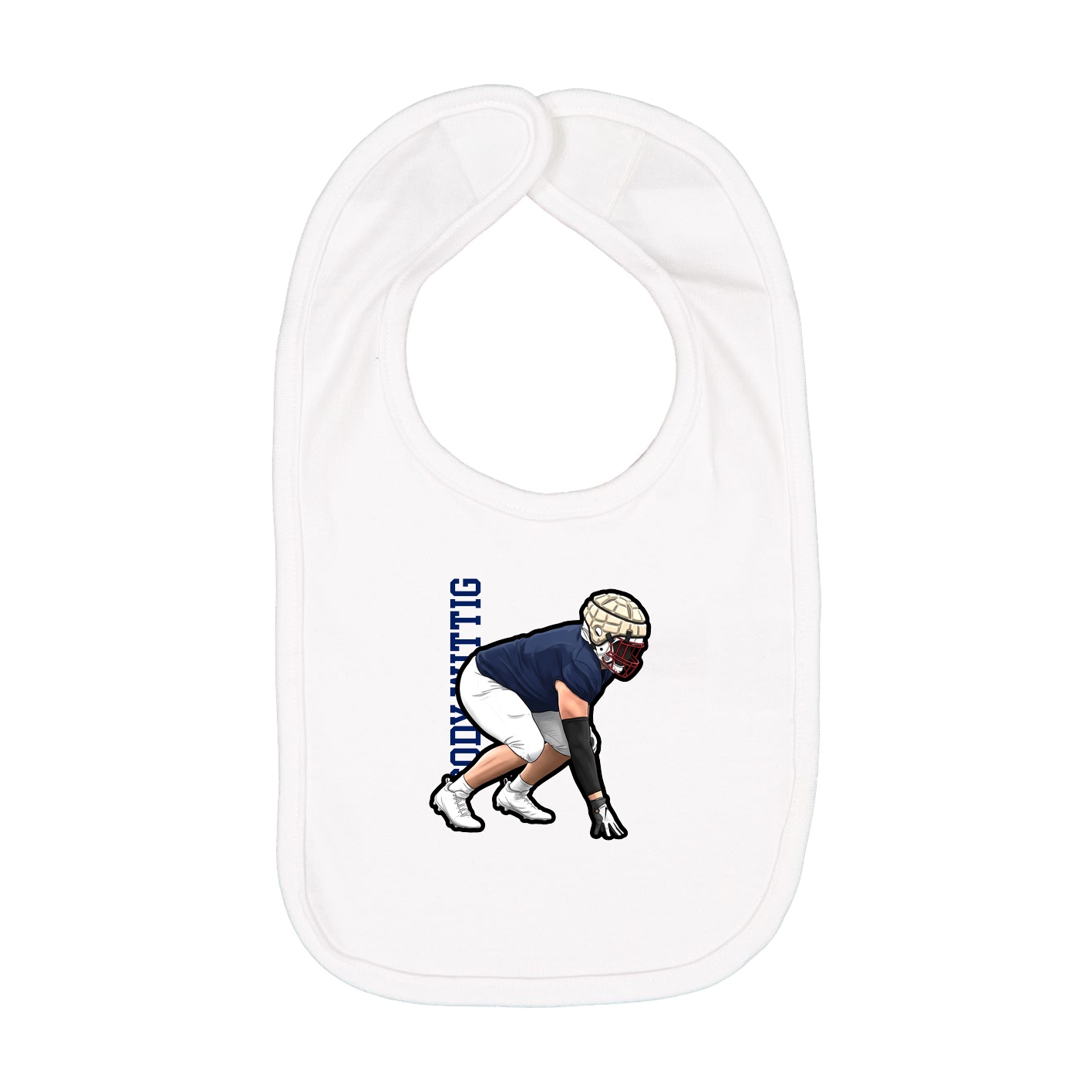 Infant Bib — Name Vertical in White
