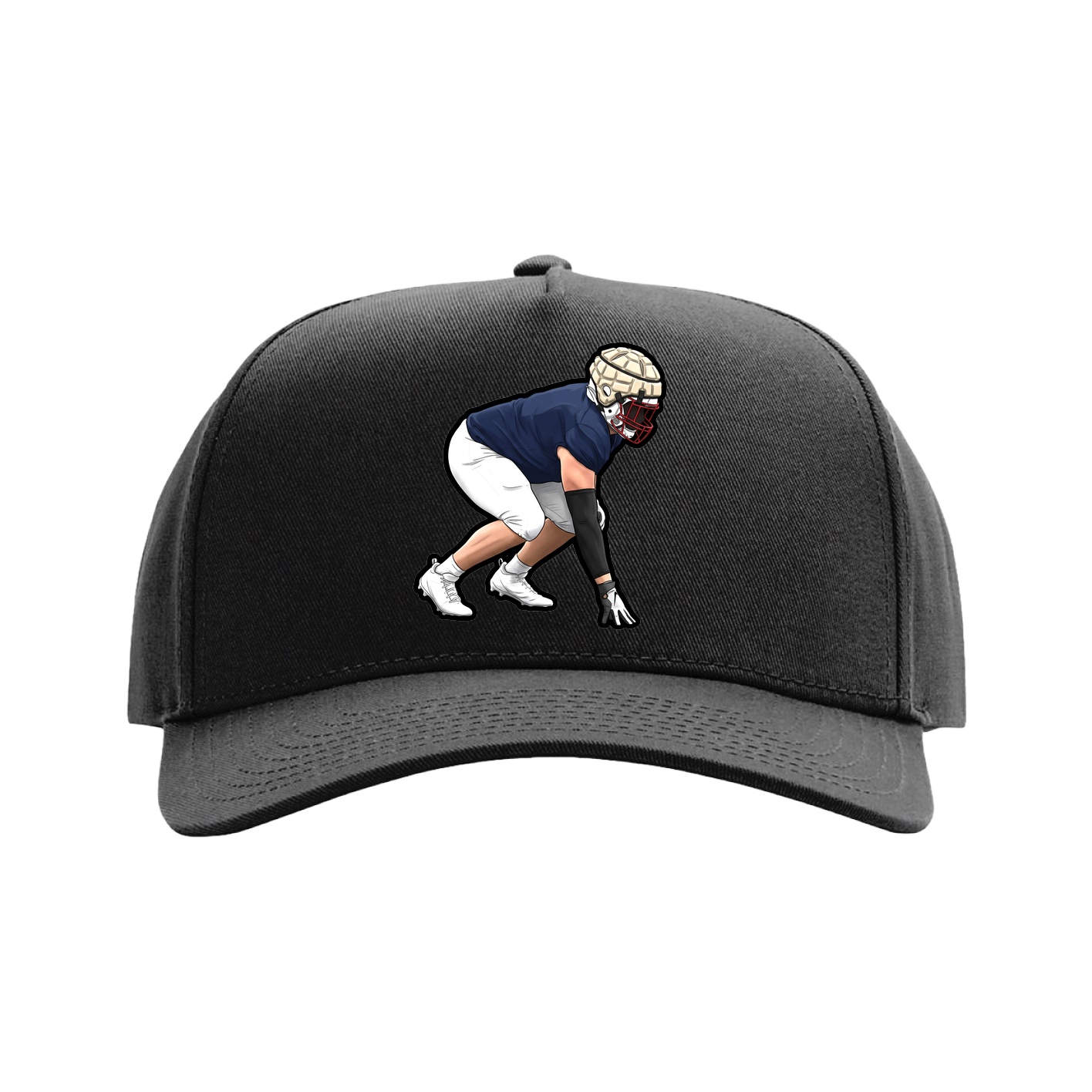 Full Fabric Five-Panel Champ Cap — Name Vertical in Black