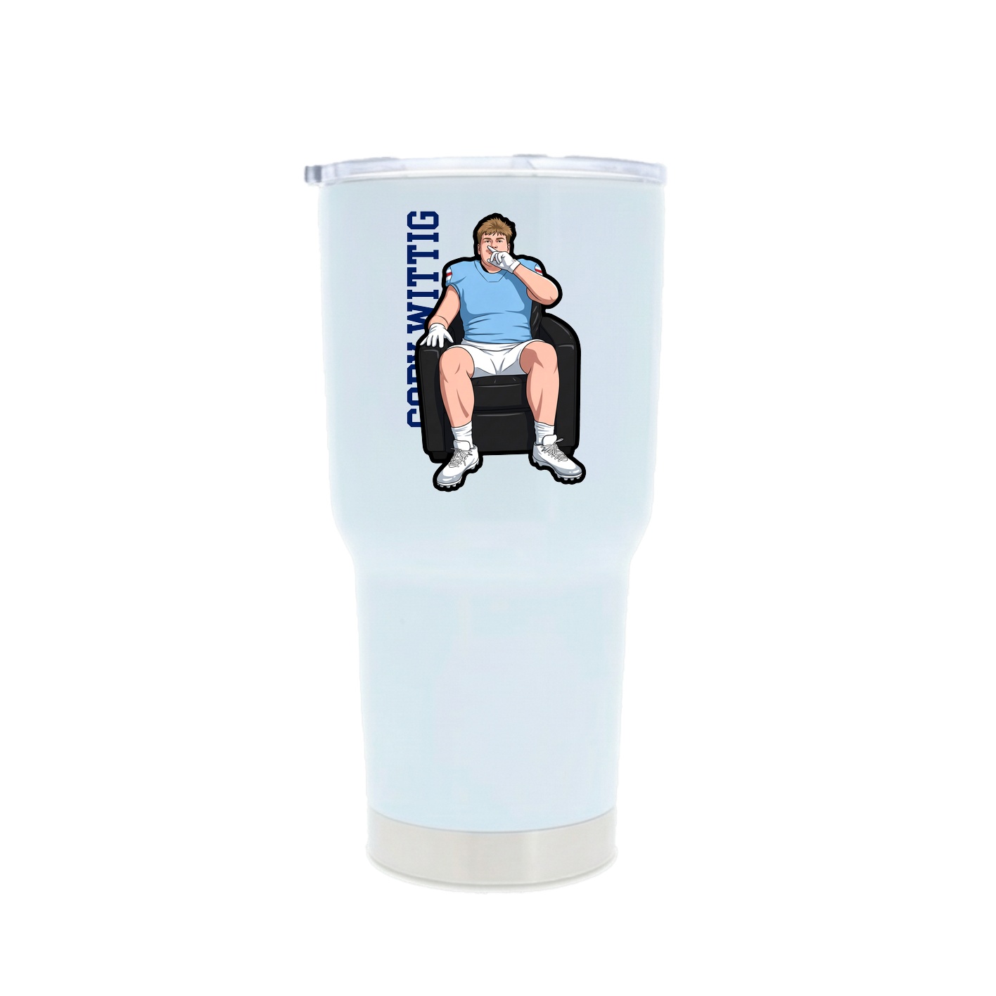 30oz Stainless Steel Tumbler — Name Vertical in White