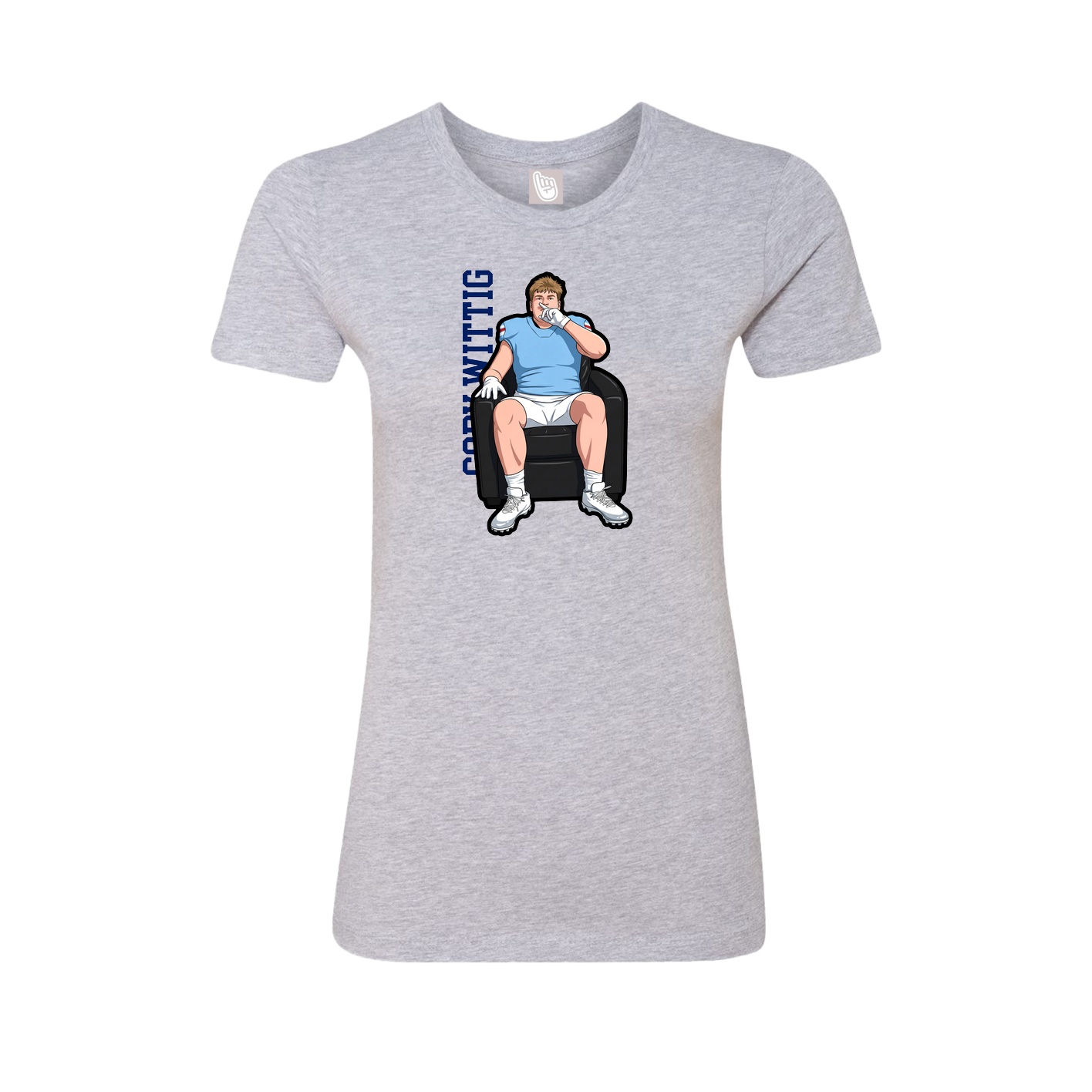 Fitted Women's Tee — Name Vertical in Grey