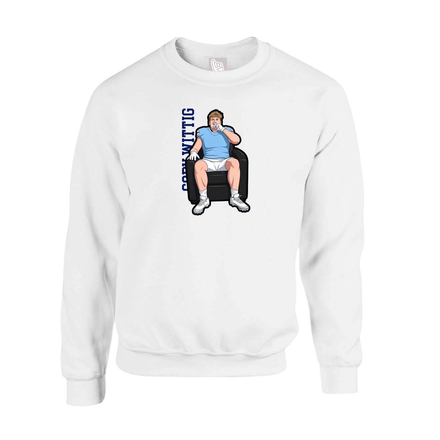 Fleece Crew — Name Vertical in White
