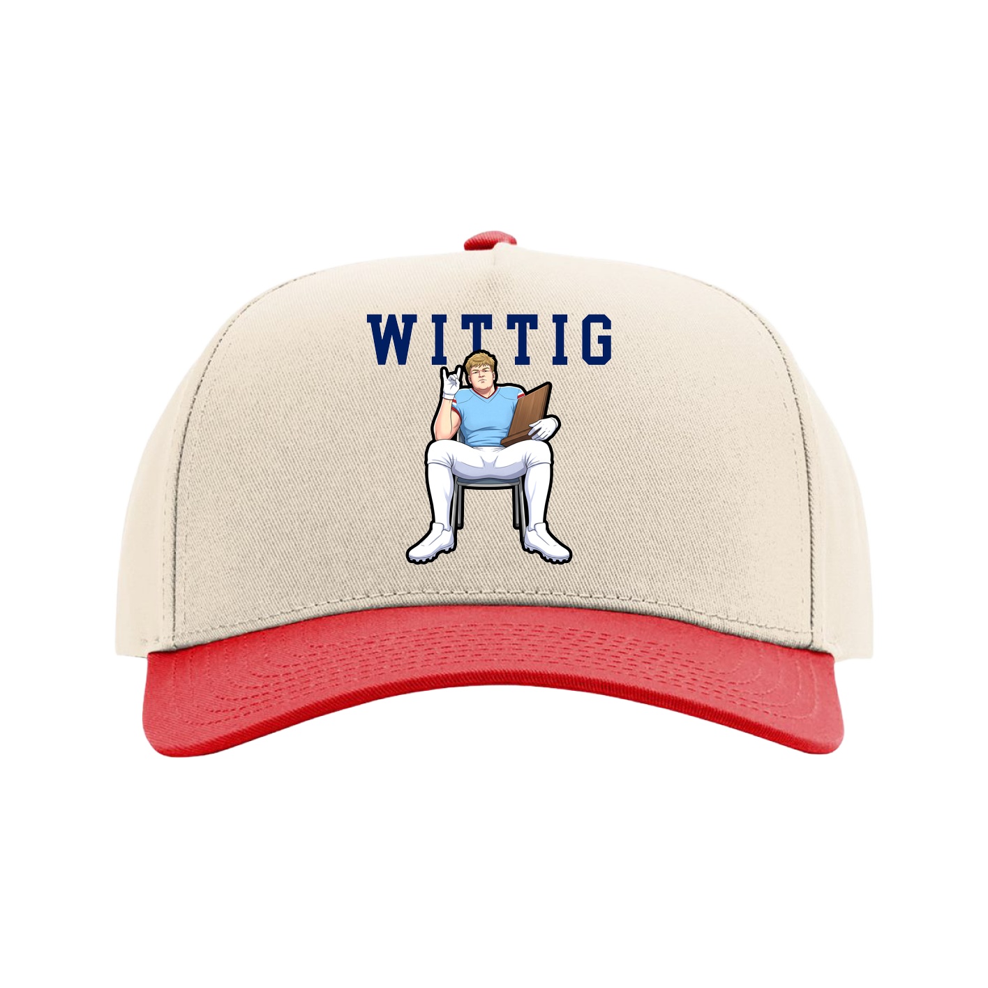 Full Fabric Five-Panel Champ Cap — Shirsey in Cream/Red