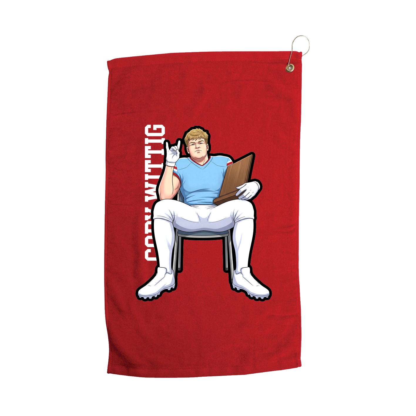 Golf Towel — Name Vertical in Red