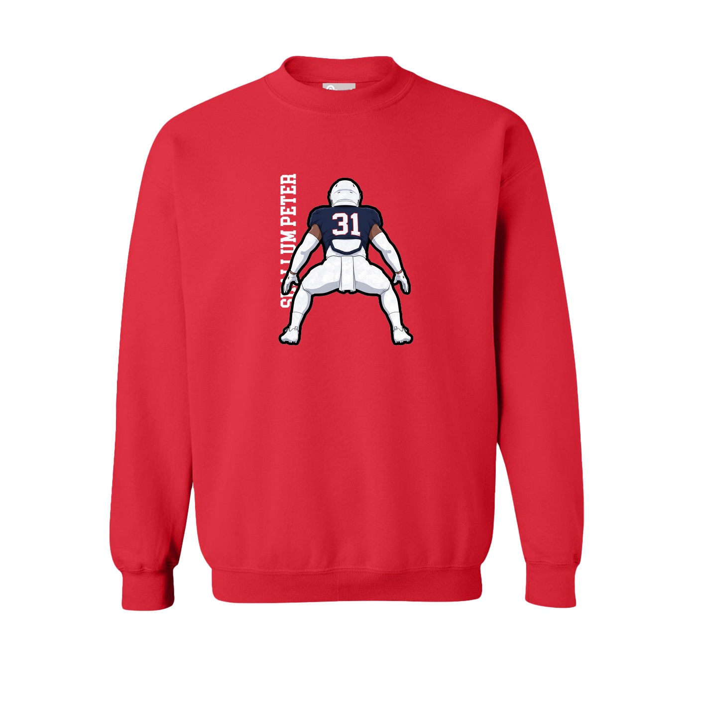 Fleece Crew — Name Vertical in Red