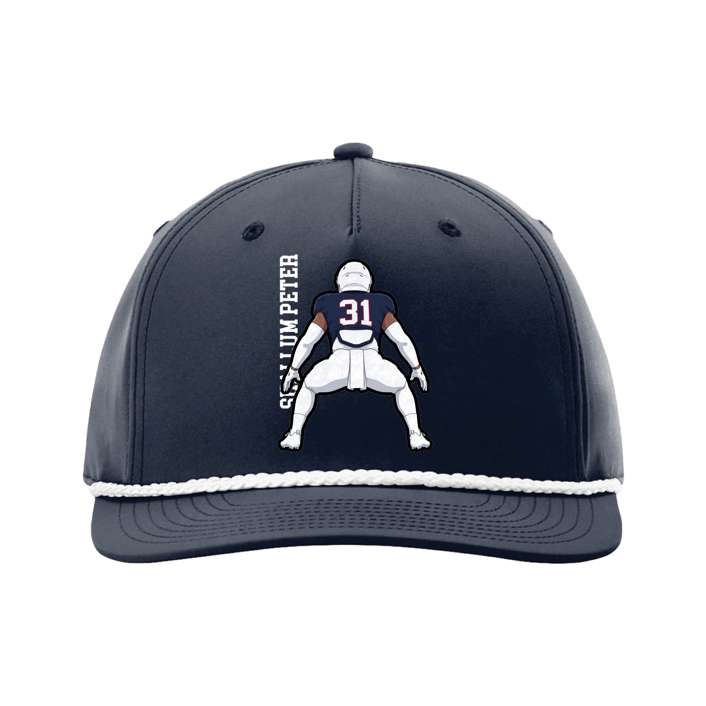 Five-Panel Classic Rope Cap — Name Vertical in Navy