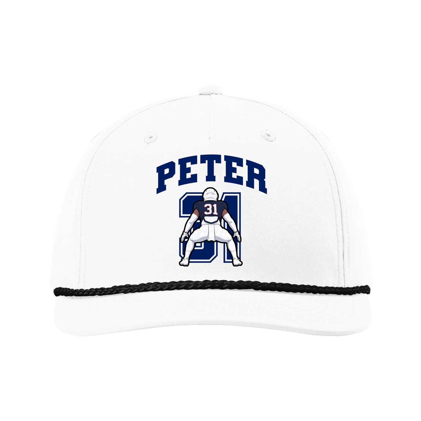 Five-Panel Classic Rope Cap — Number in White