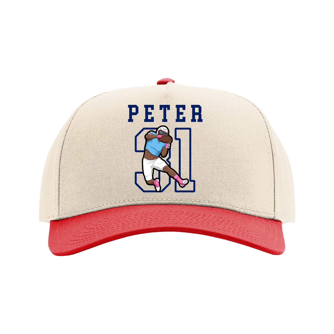 Full Fabric Five-Panel Champ Cap — Shirsey in Cream/Red