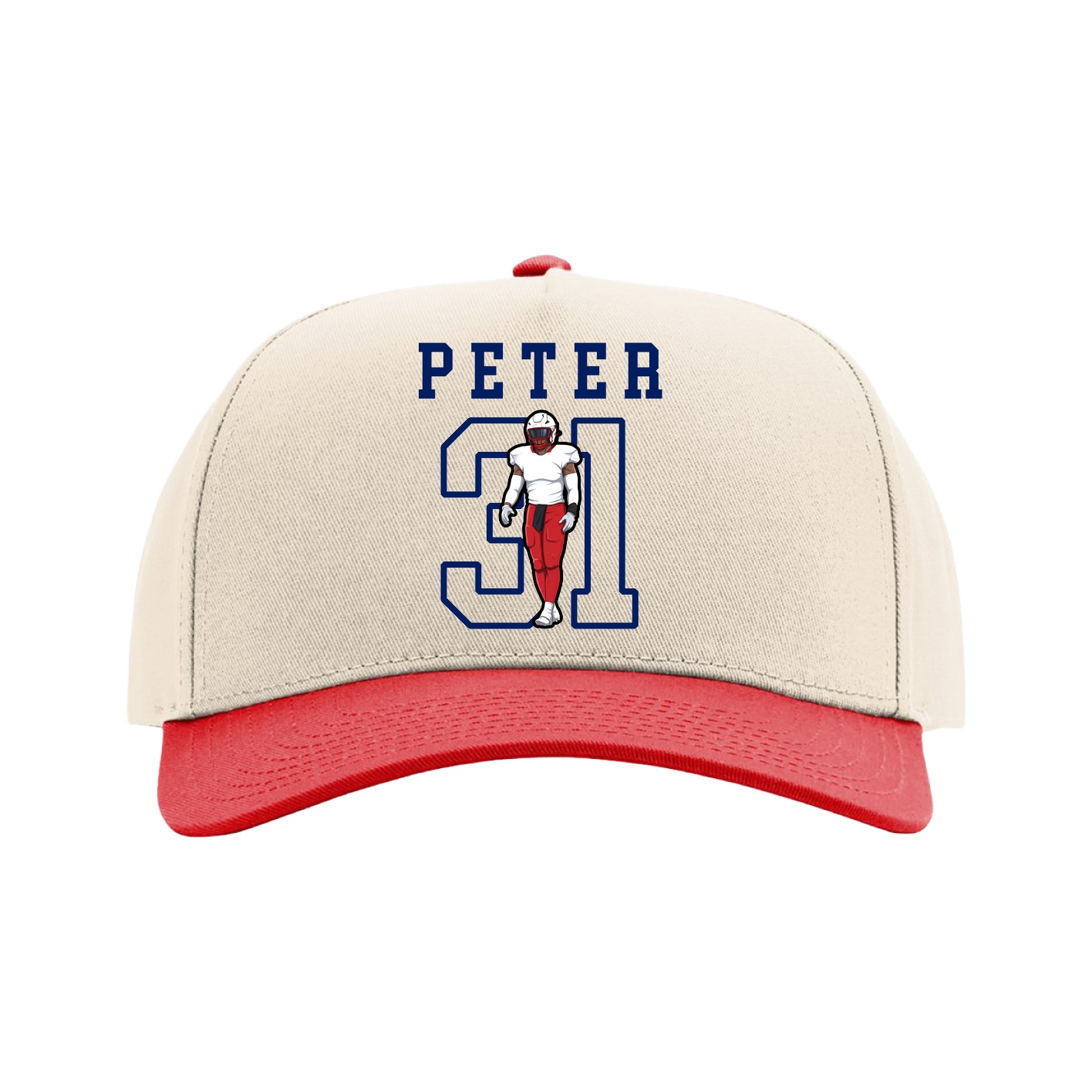 Full Fabric Five-Panel Champ Cap — Shirsey in Cream/Red