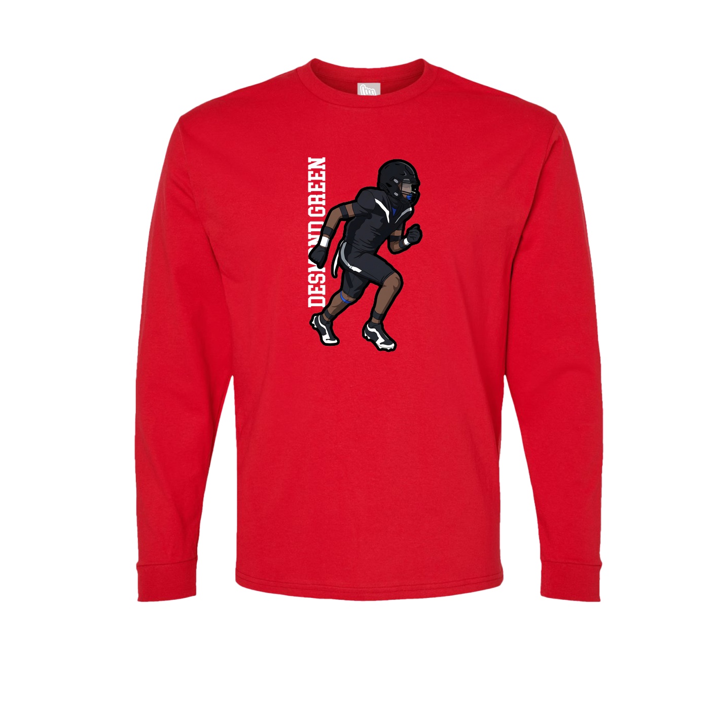 Long Sleeve Tee — Name Vertical in Red