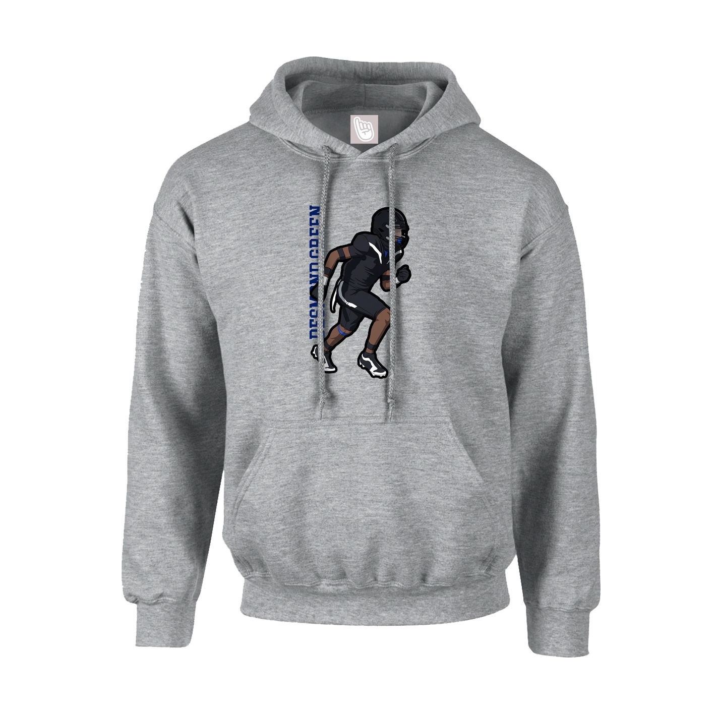 Youth Hoodie — Name Vertical in Grey