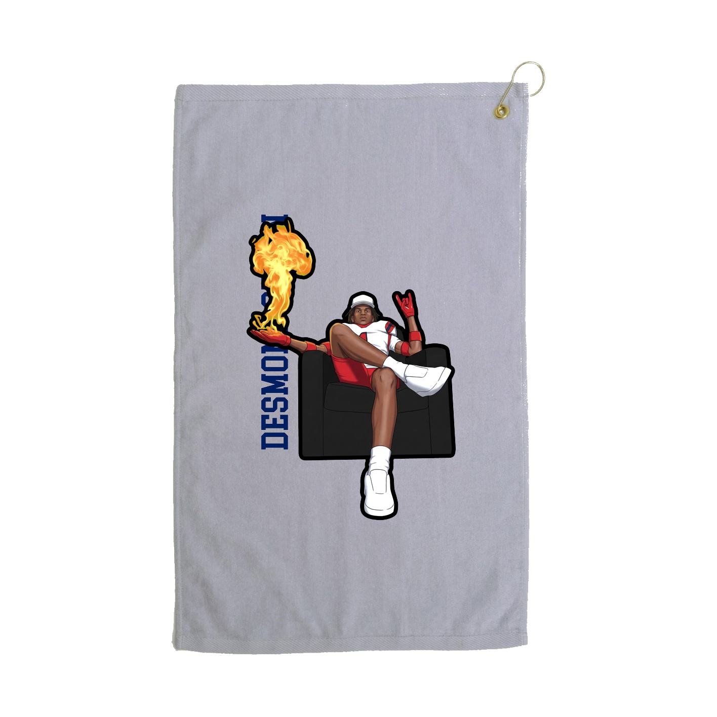 Golf Towel — Name Vertical in Grey