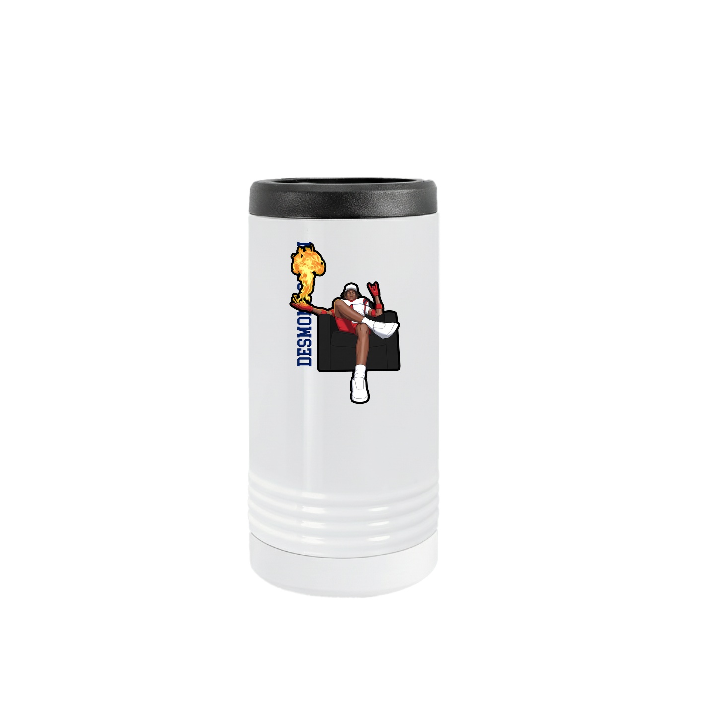 Slim Beverage Holder — Name Vertical in White