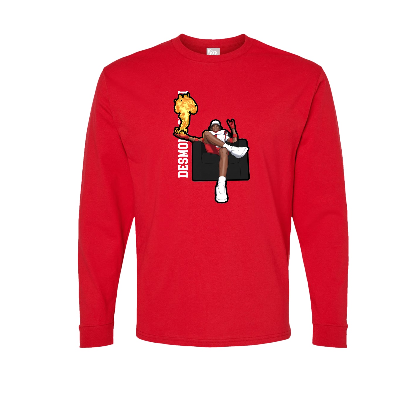 Long Sleeve Tee — Name Vertical in Red