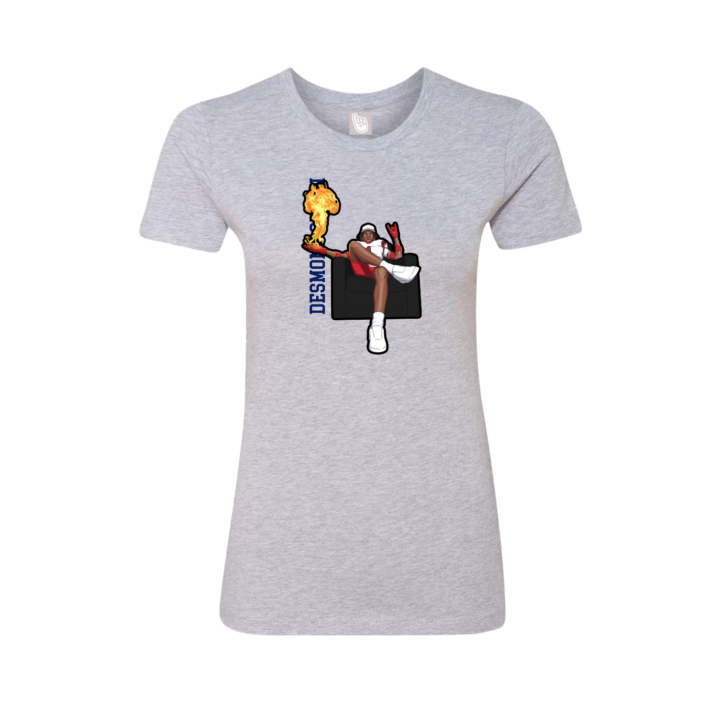 Fitted Women's Tee — Name Vertical in Grey