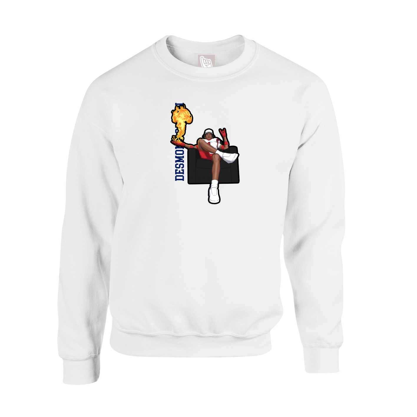 Fleece Crew — Name Vertical in White