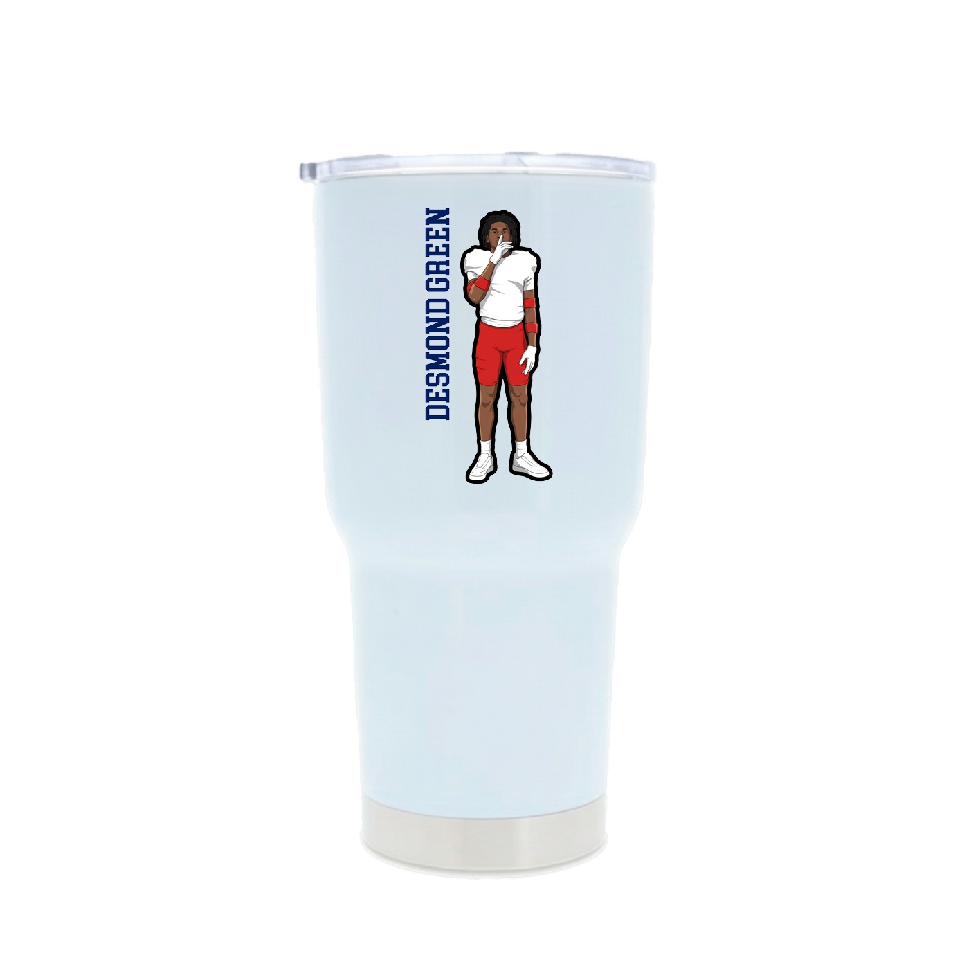 30oz Stainless Steel Tumbler — Name Vertical in White