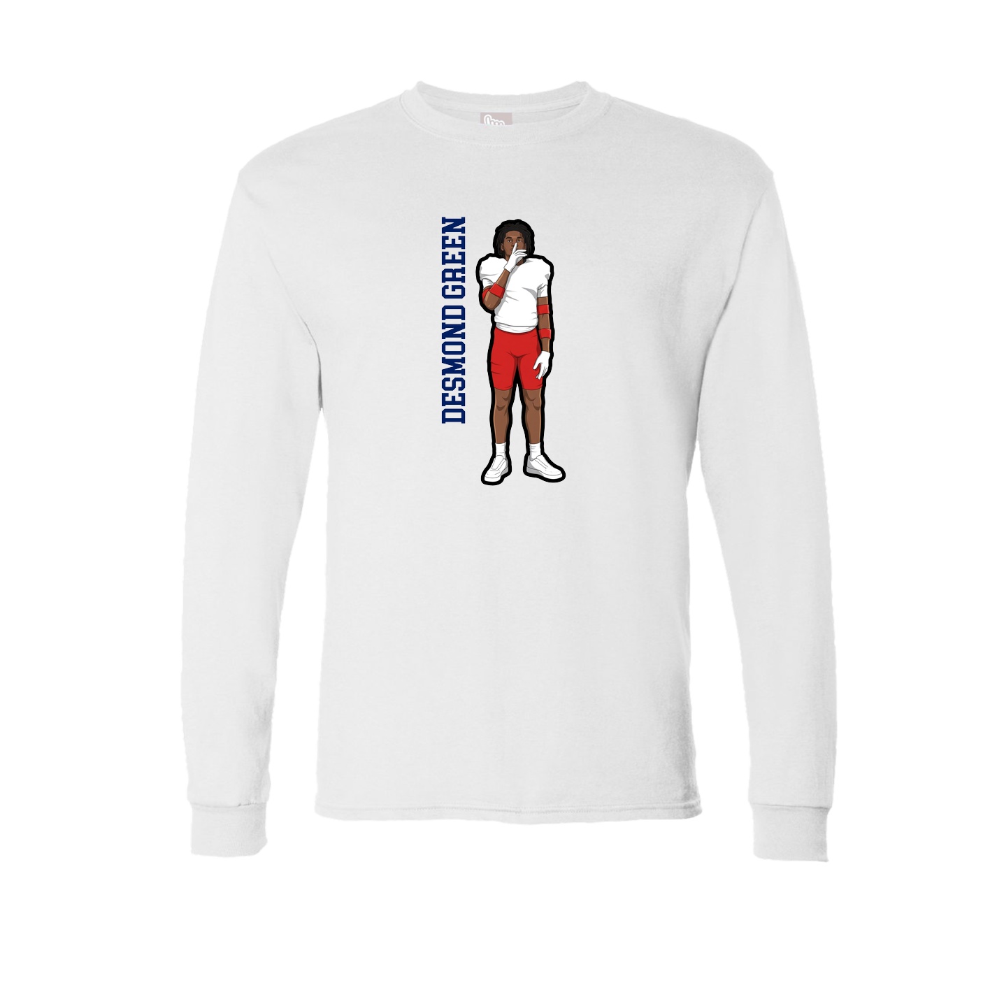 Long Sleeve Tee — Name Vertical in White