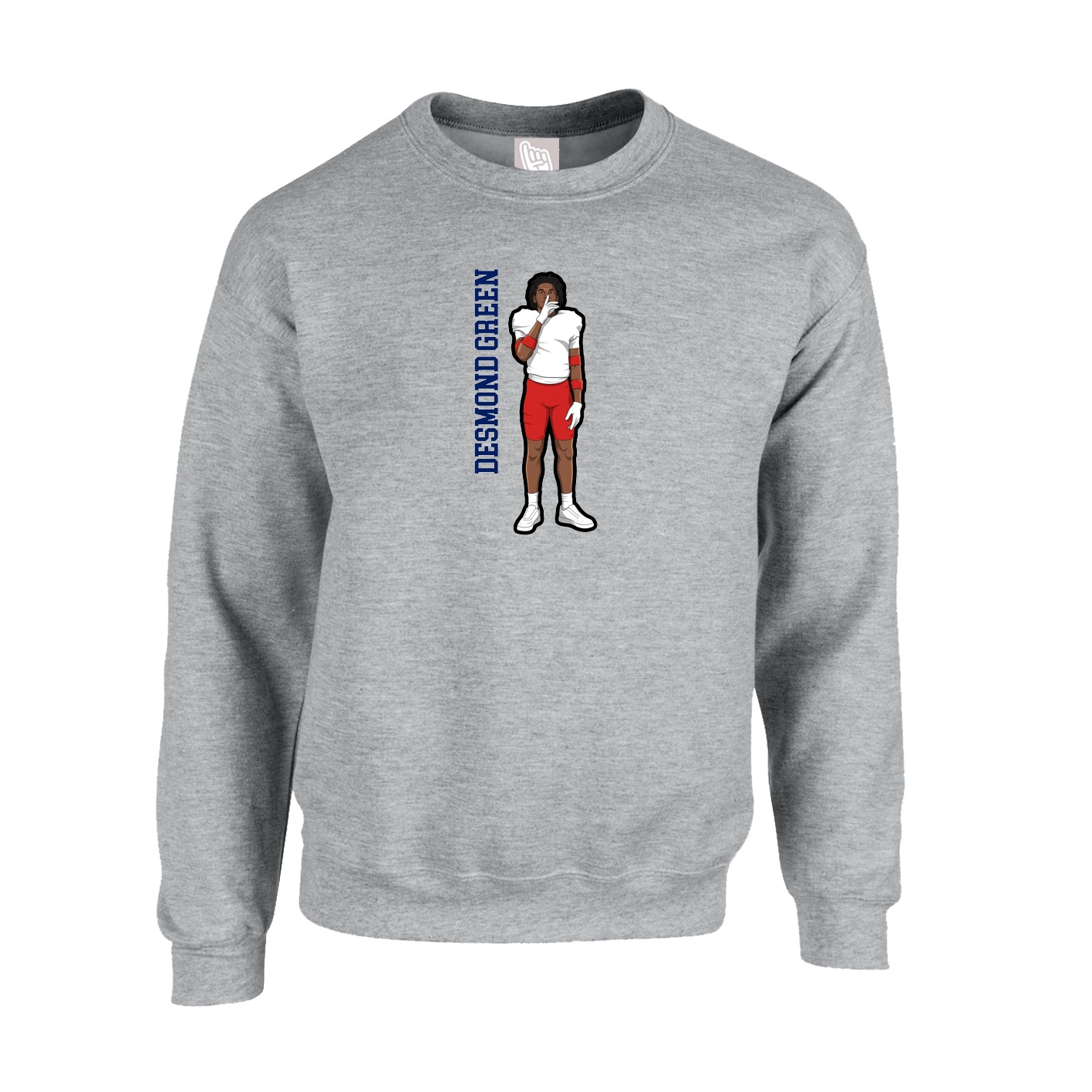 Fleece Crew — Name Vertical in Grey